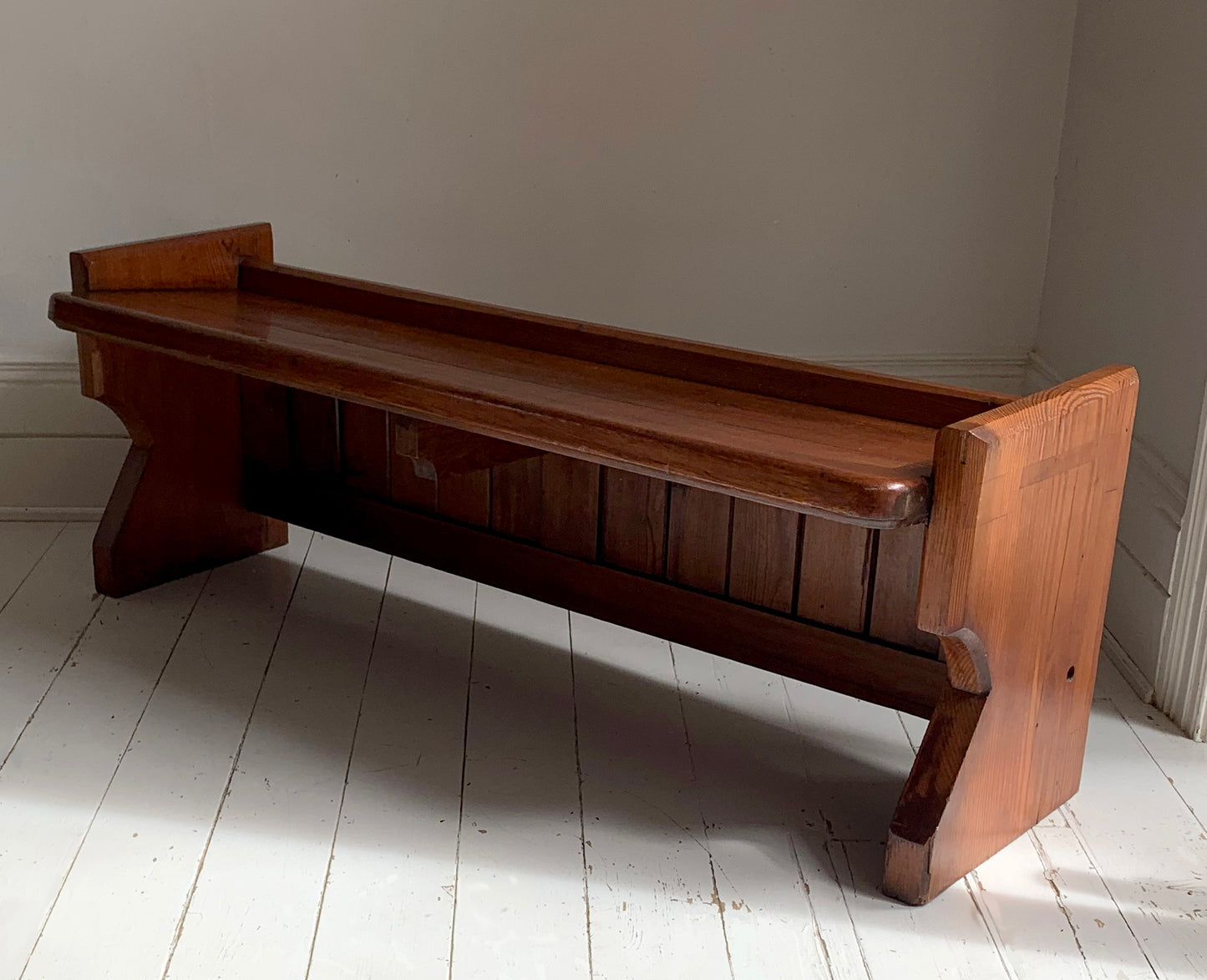Antique Pitch Pine Church / Chapel Pew Dining / Hallway Bench #2 of 2