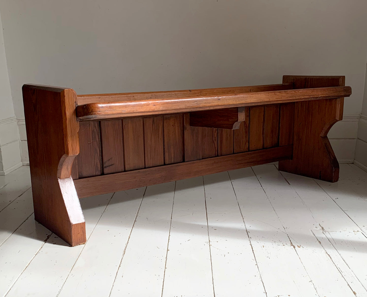 Antique Pitch Pine Church / Chapel Pew Dining / Hallway Bench #2 of 2