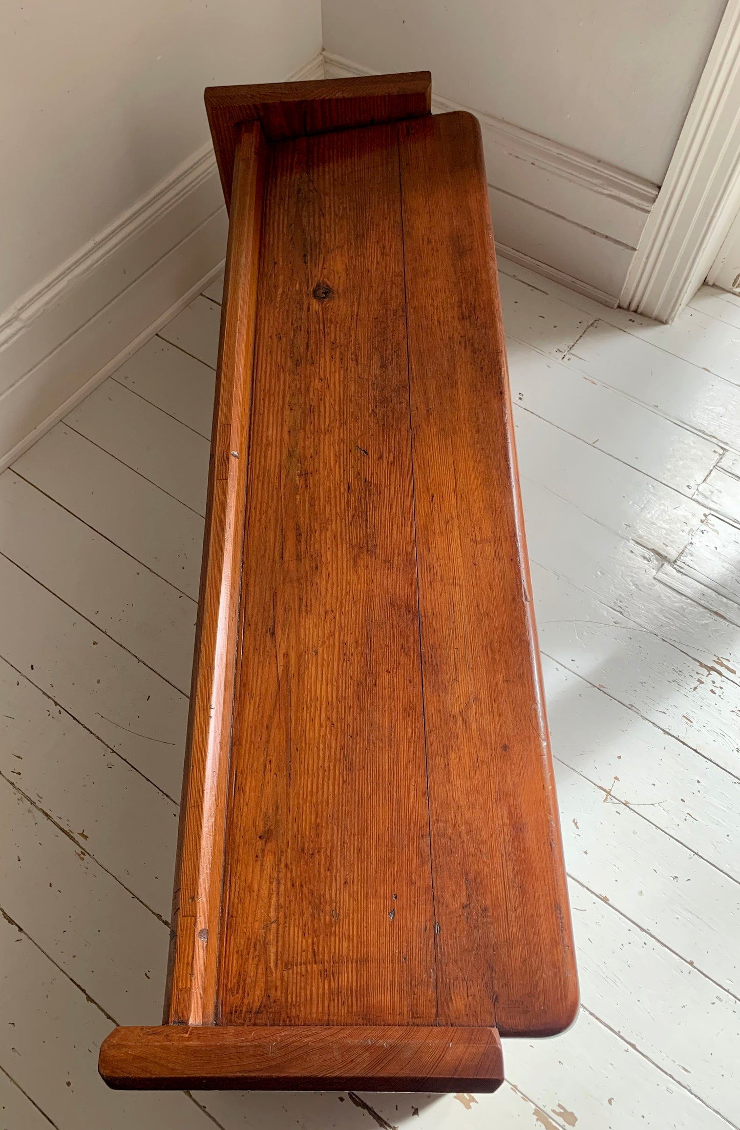Antique Pitch Pine Church / Chapel Pew Dining / Hallway Bench #2 of 2