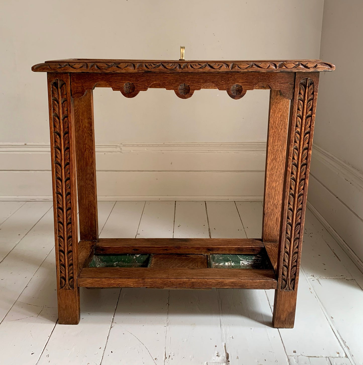 Victorian Gothic Revival Carved Oak Umbrella / Parasol & Stick Stand
