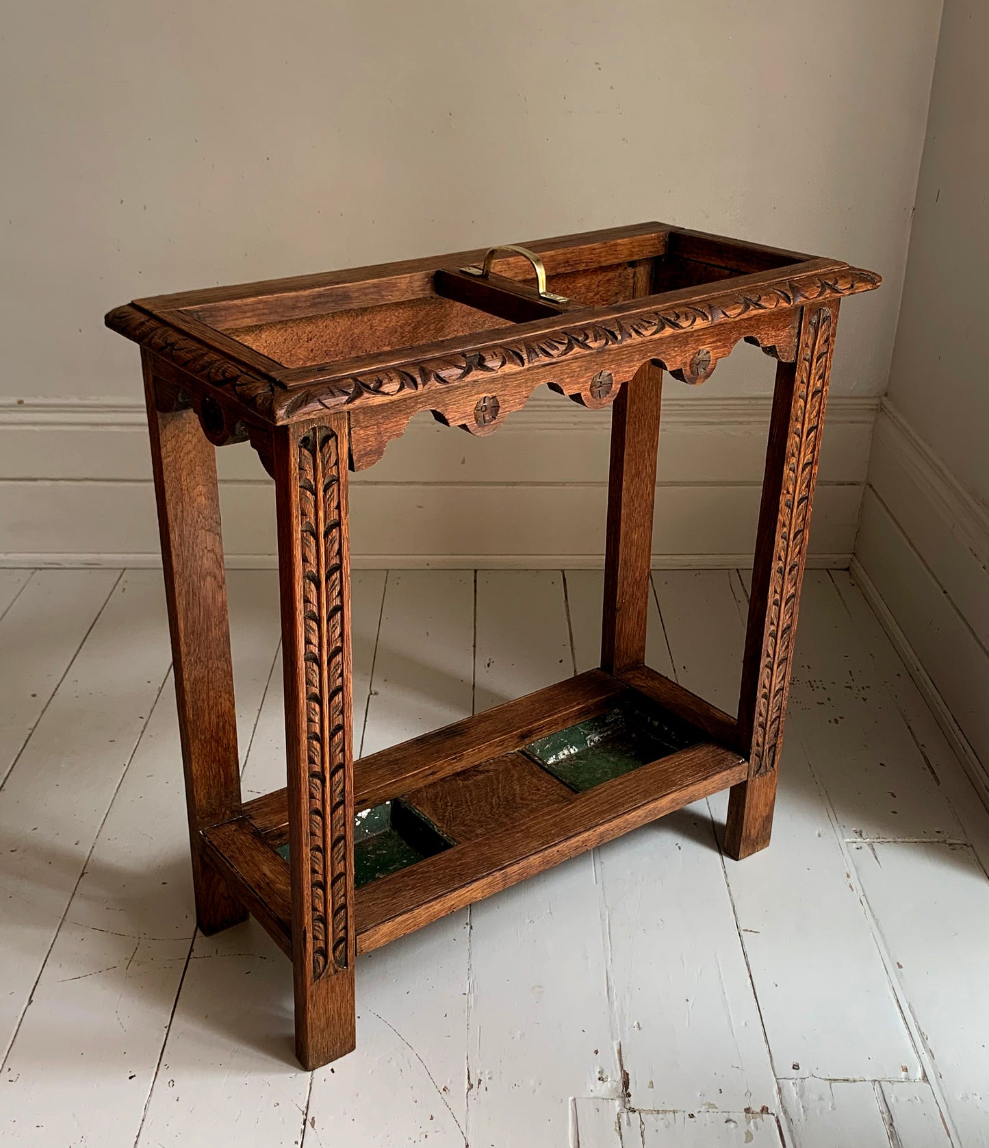 Victorian Gothic Revival Carved Oak Umbrella / Parasol & Stick Stand
