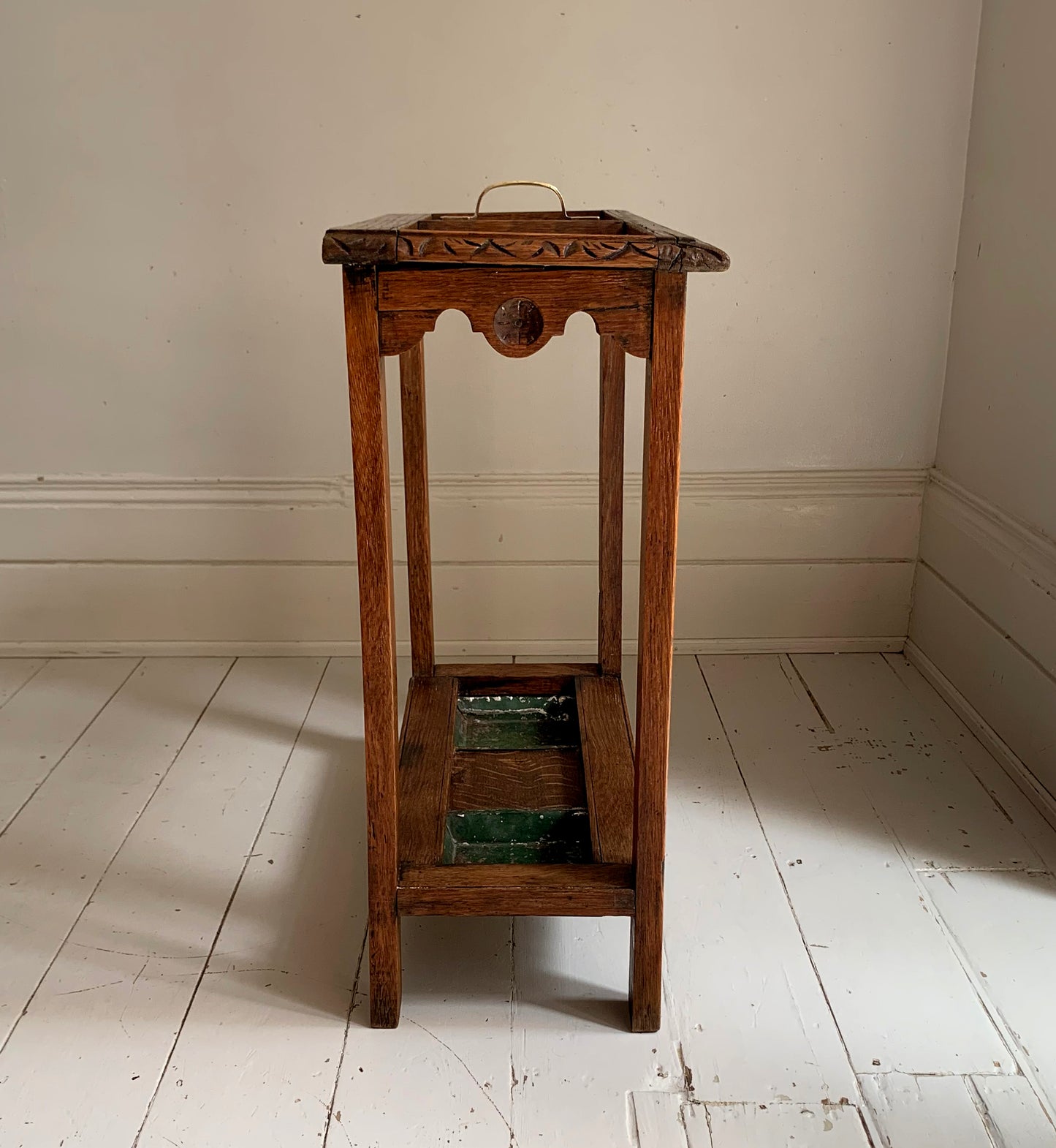 Victorian Gothic Revival Carved Oak Umbrella / Parasol & Stick Stand
