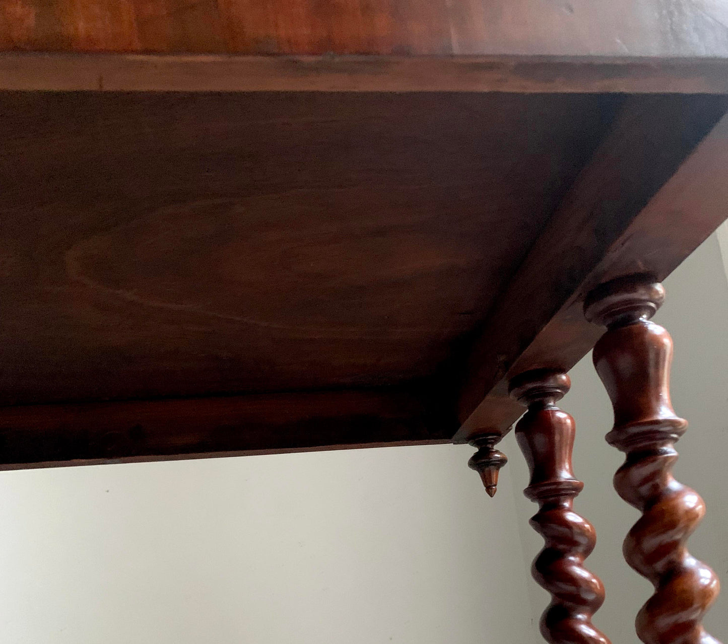 Antique Victorian Mahogany Barley Twist Stretcher Side Console Table