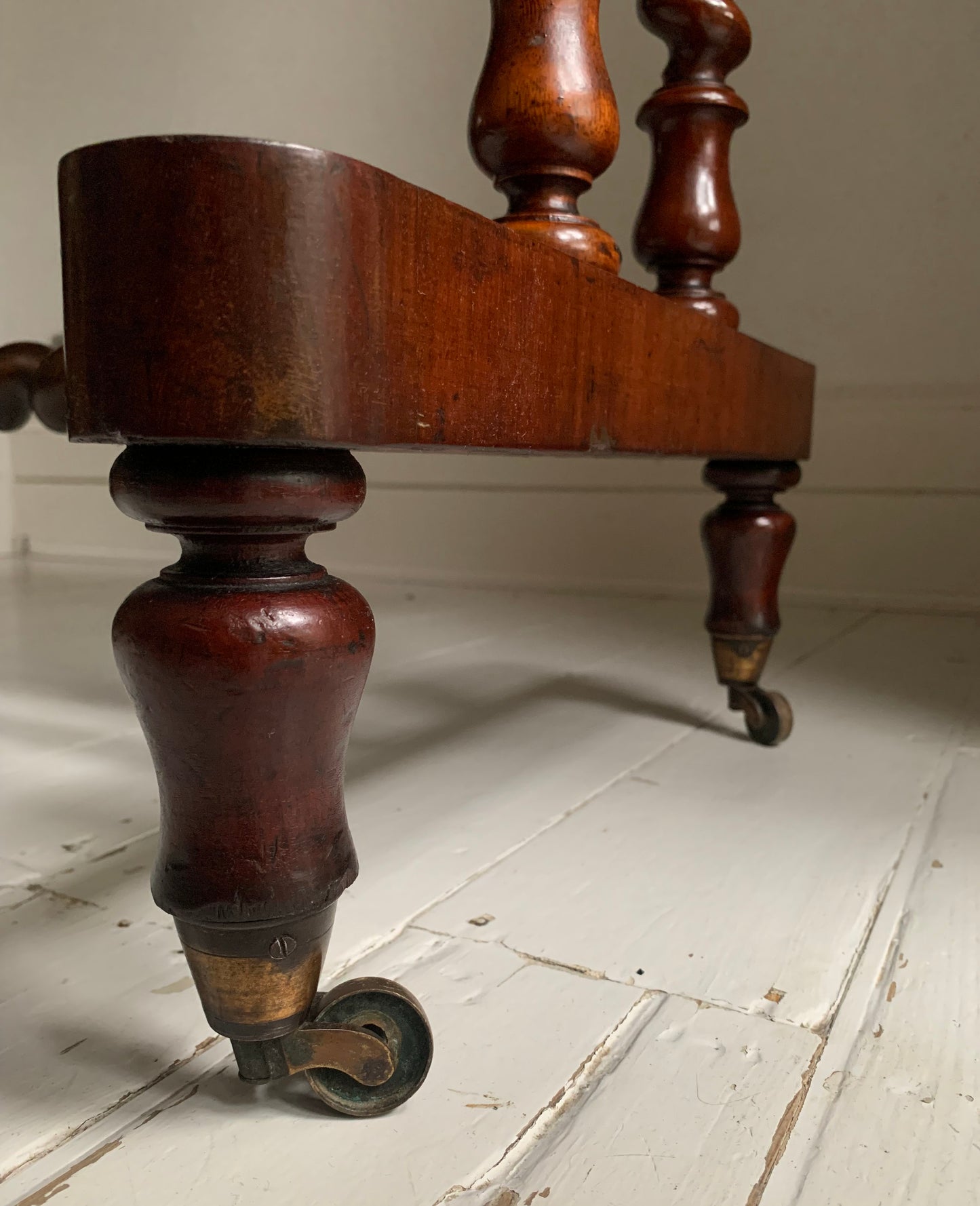 Antique Victorian Mahogany Barley Twist Stretcher Side Console Table