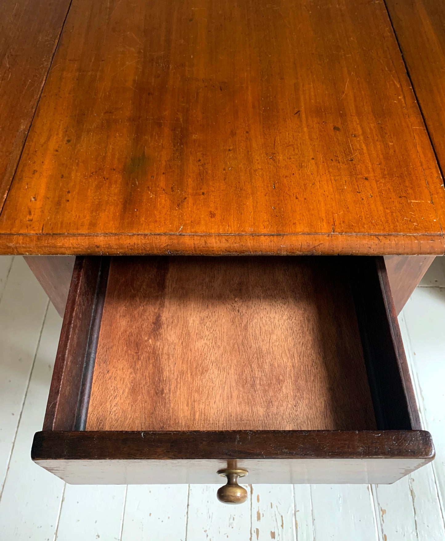 Antique Victorian Mahogany Pembroke Drop Leaf Table on Castors w/ Cutlery Drawer