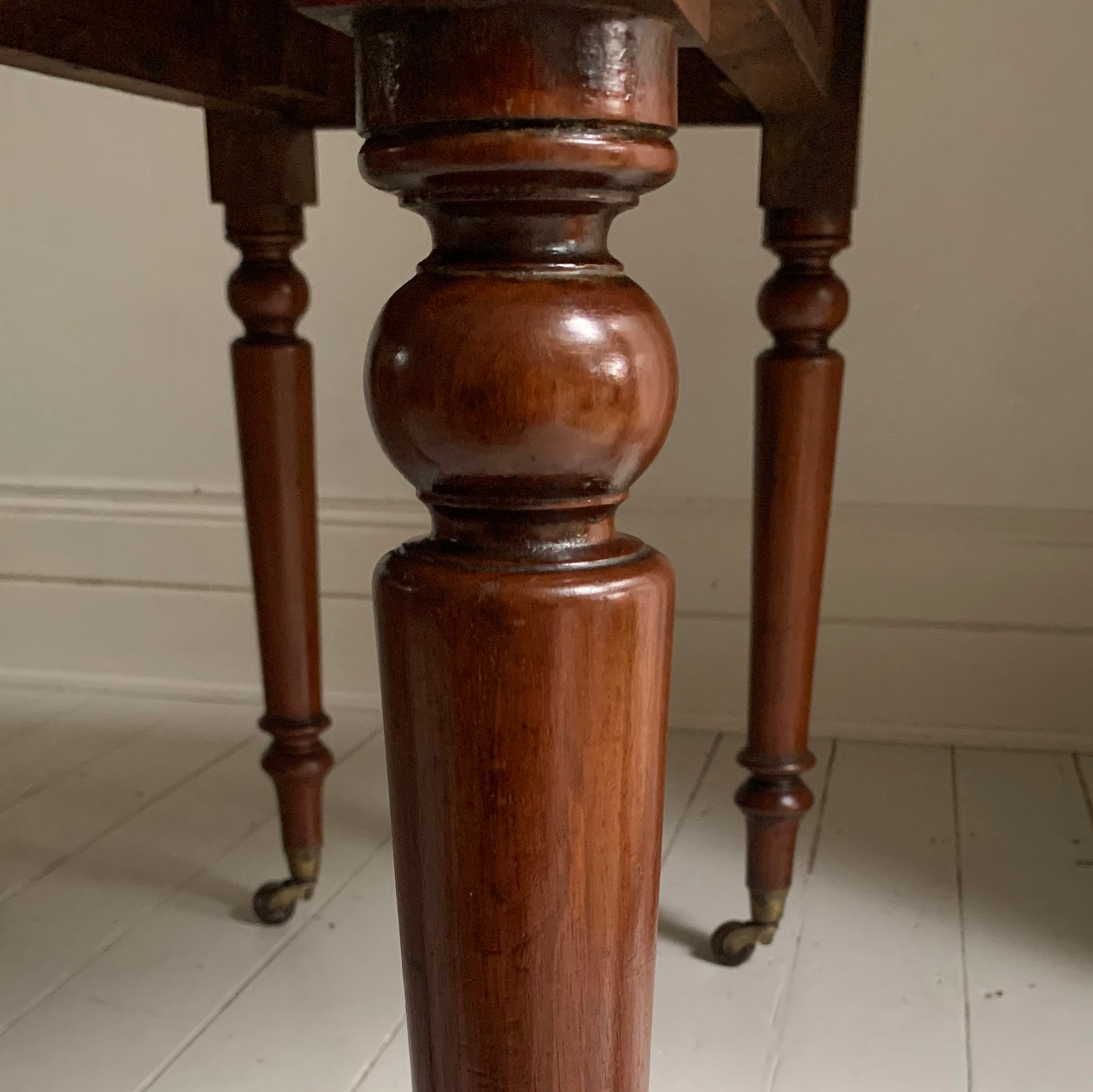 Antique Victorian Mahogany Pembroke Drop Leaf Table on Castors w/ Cutlery Drawer