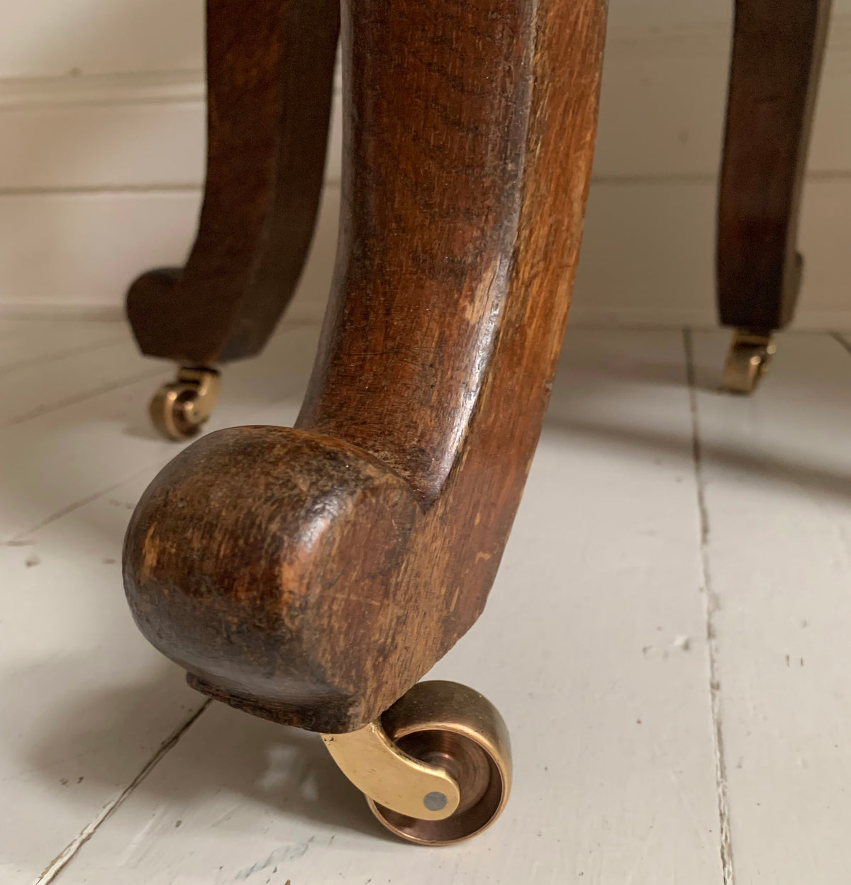 Antique Victorian Mahogany & Red Leather Swivel Captains / Desk Chair