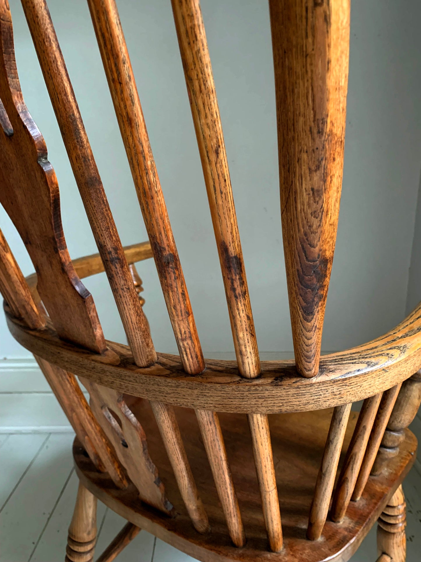 Antique Victorian Ash & Elm Windsor High Back Armchair