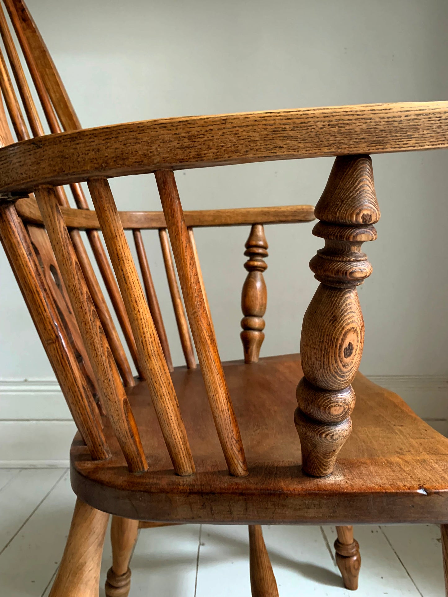 Antique Victorian Ash & Elm Windsor High Back Armchair