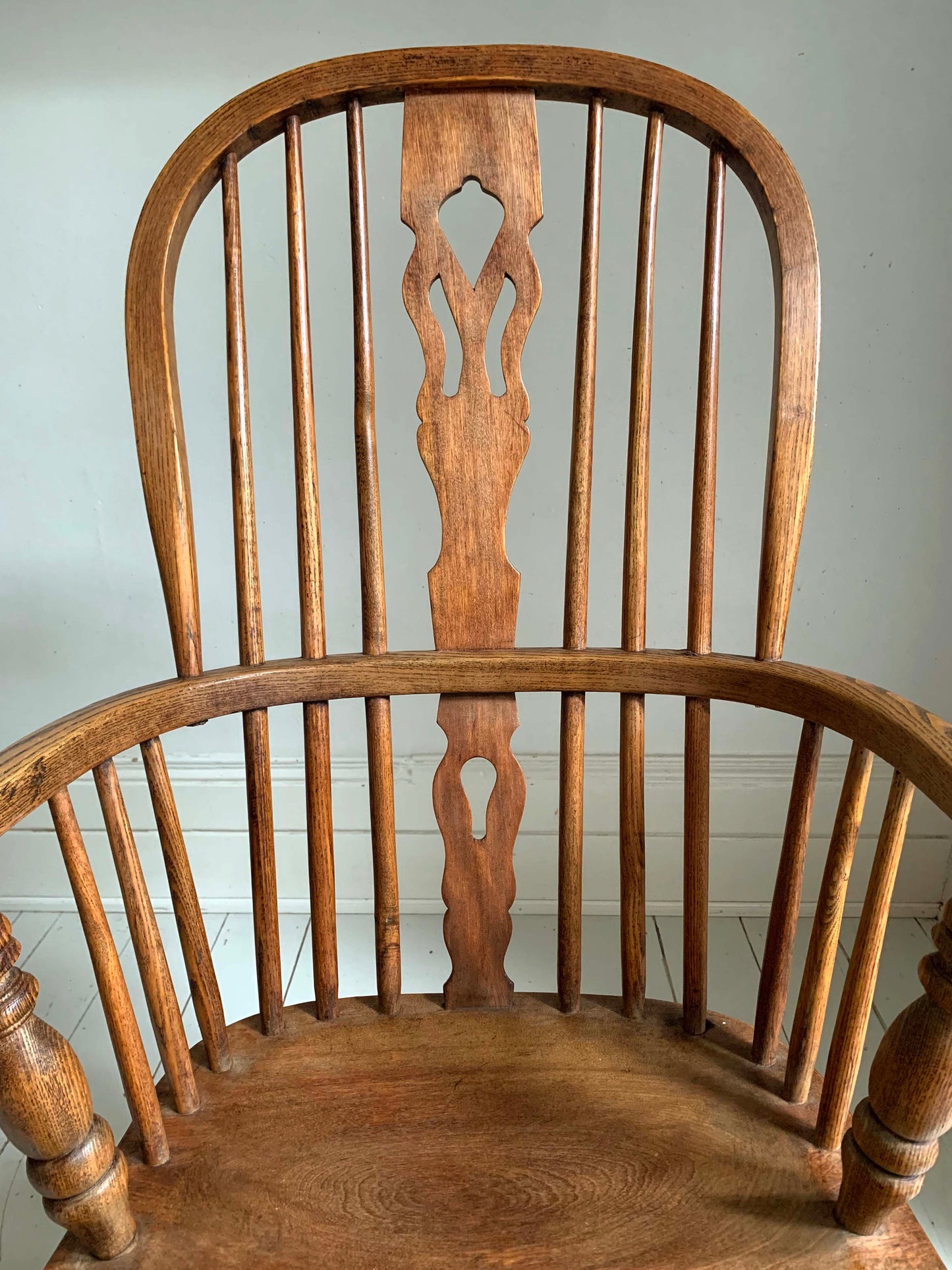 Antique Victorian Ash & Elm Windsor High Back Armchair