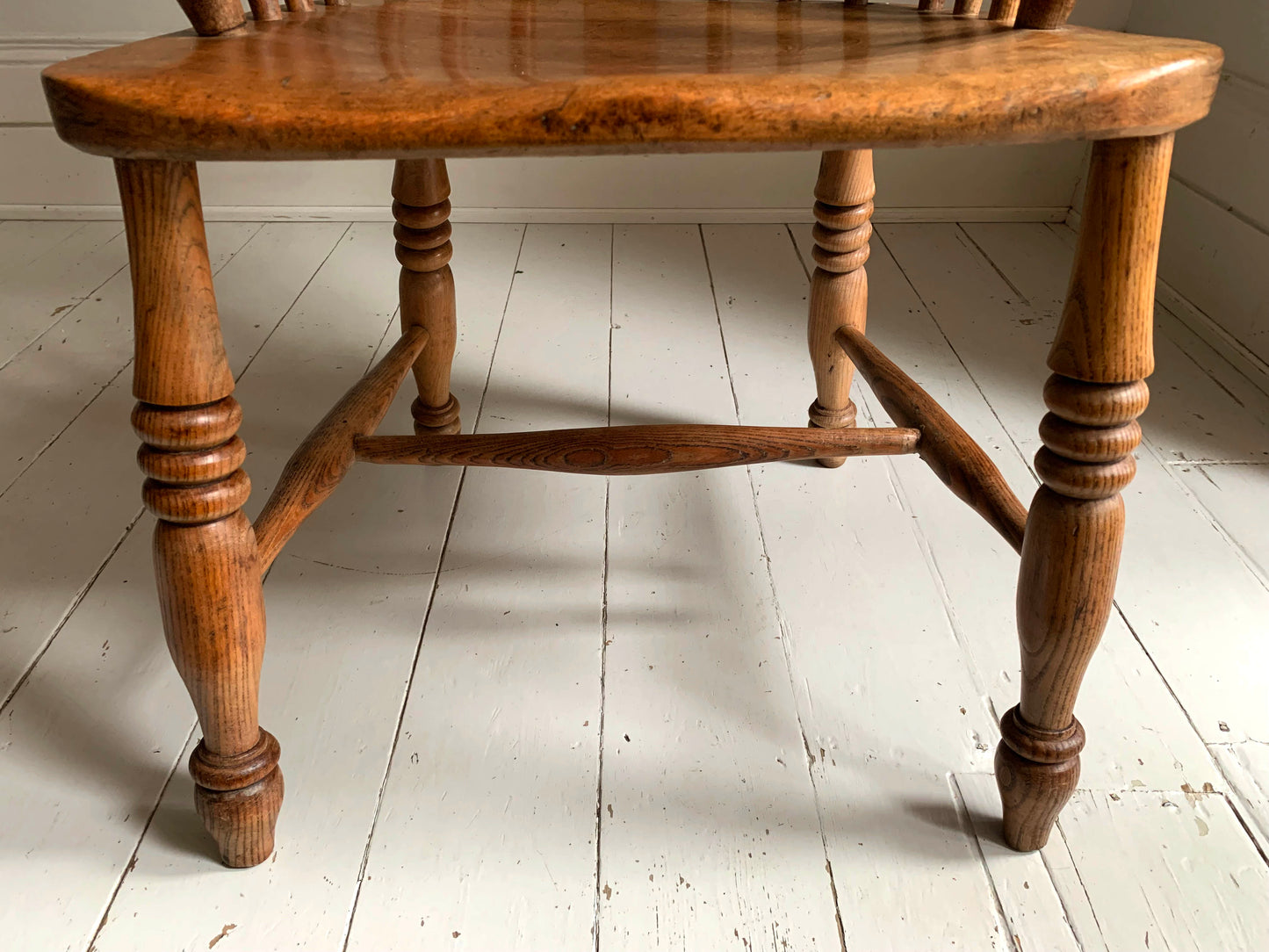 Antique Victorian Ash & Elm Windsor High Back Armchair