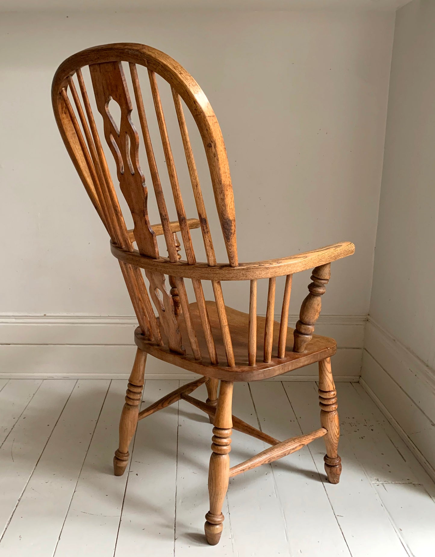 Antique Victorian Ash & Elm Windsor High Back Armchair