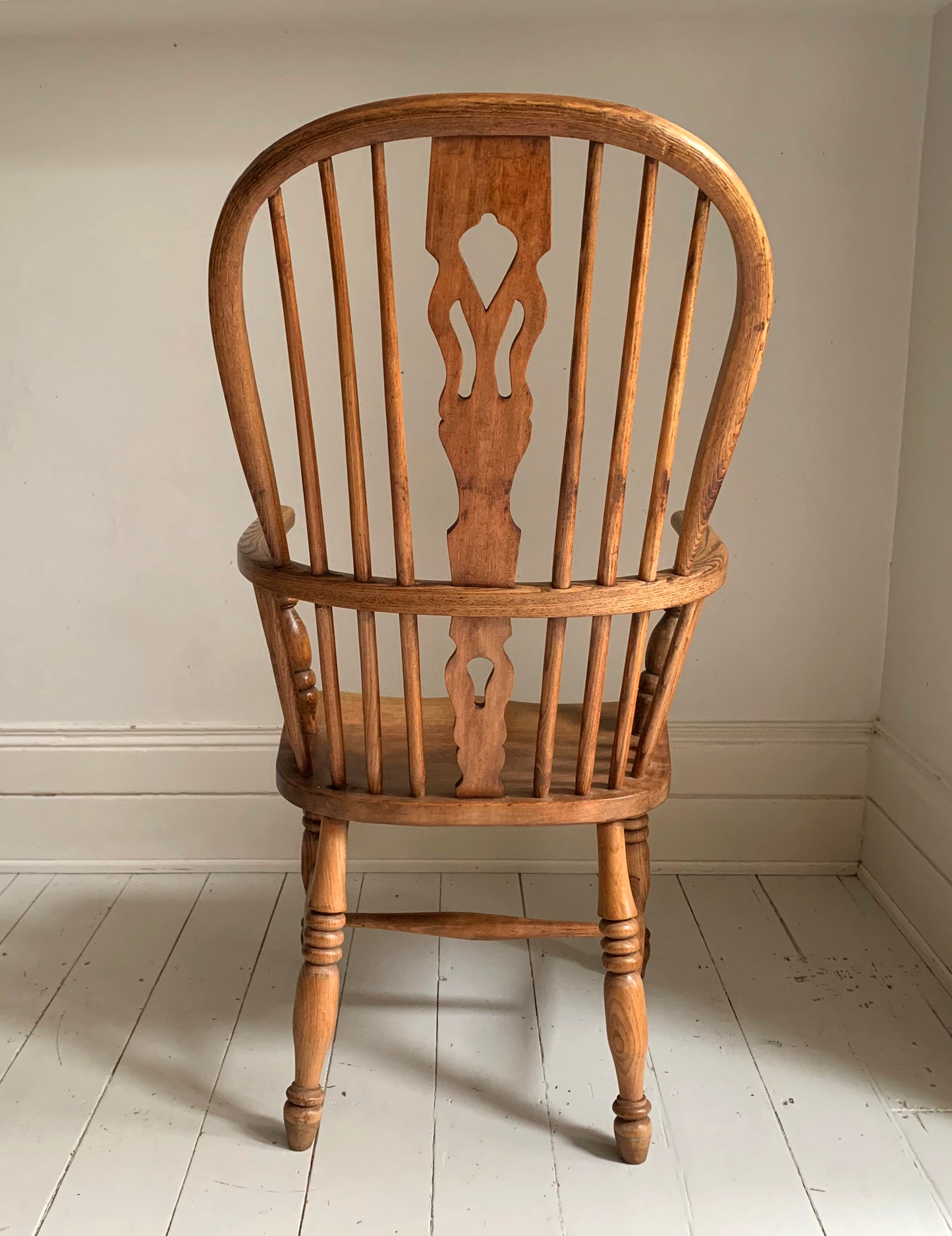 Antique Victorian Ash & Elm Windsor High Back Armchair