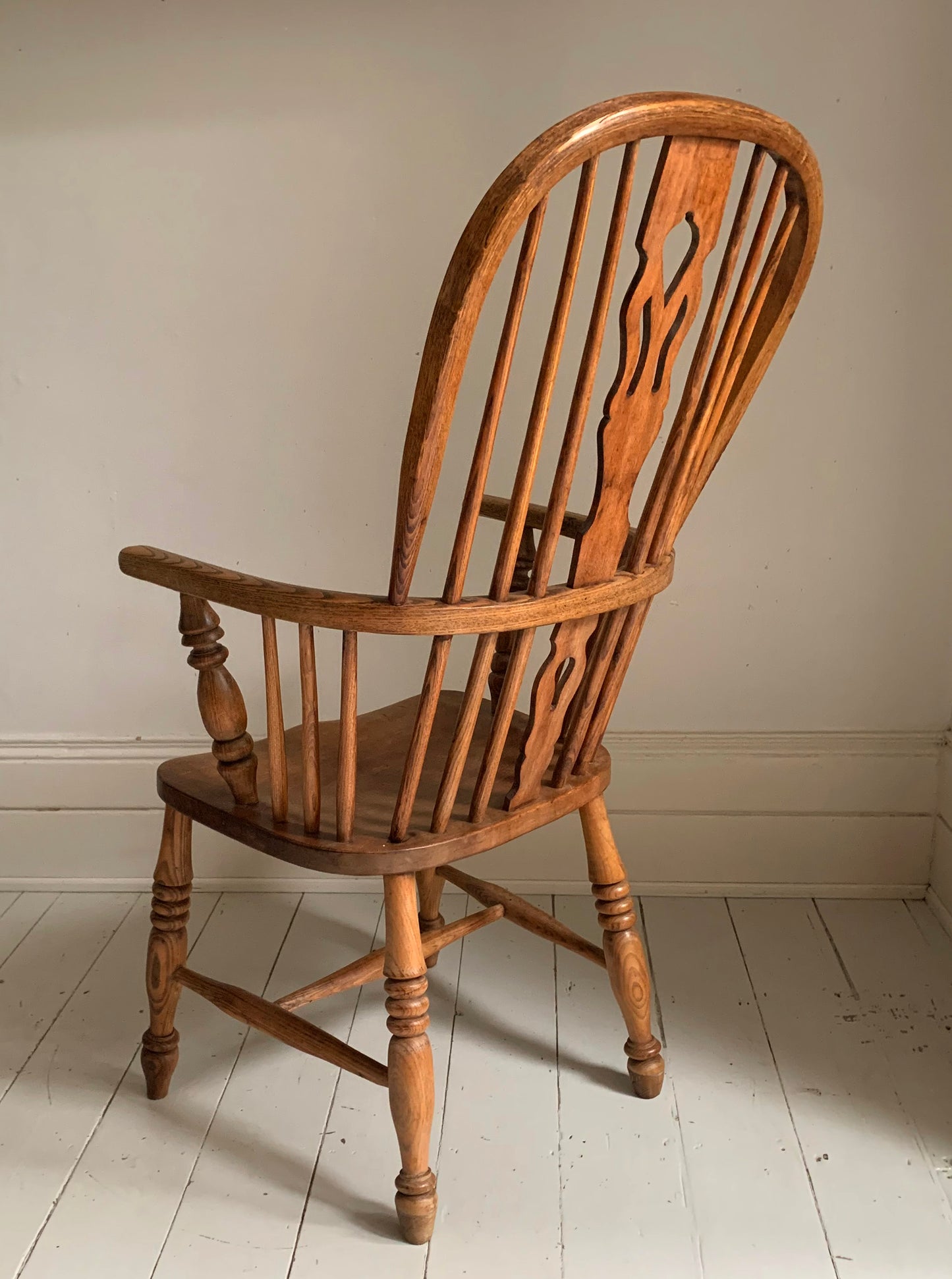 Antique Victorian Ash & Elm Windsor High Back Armchair