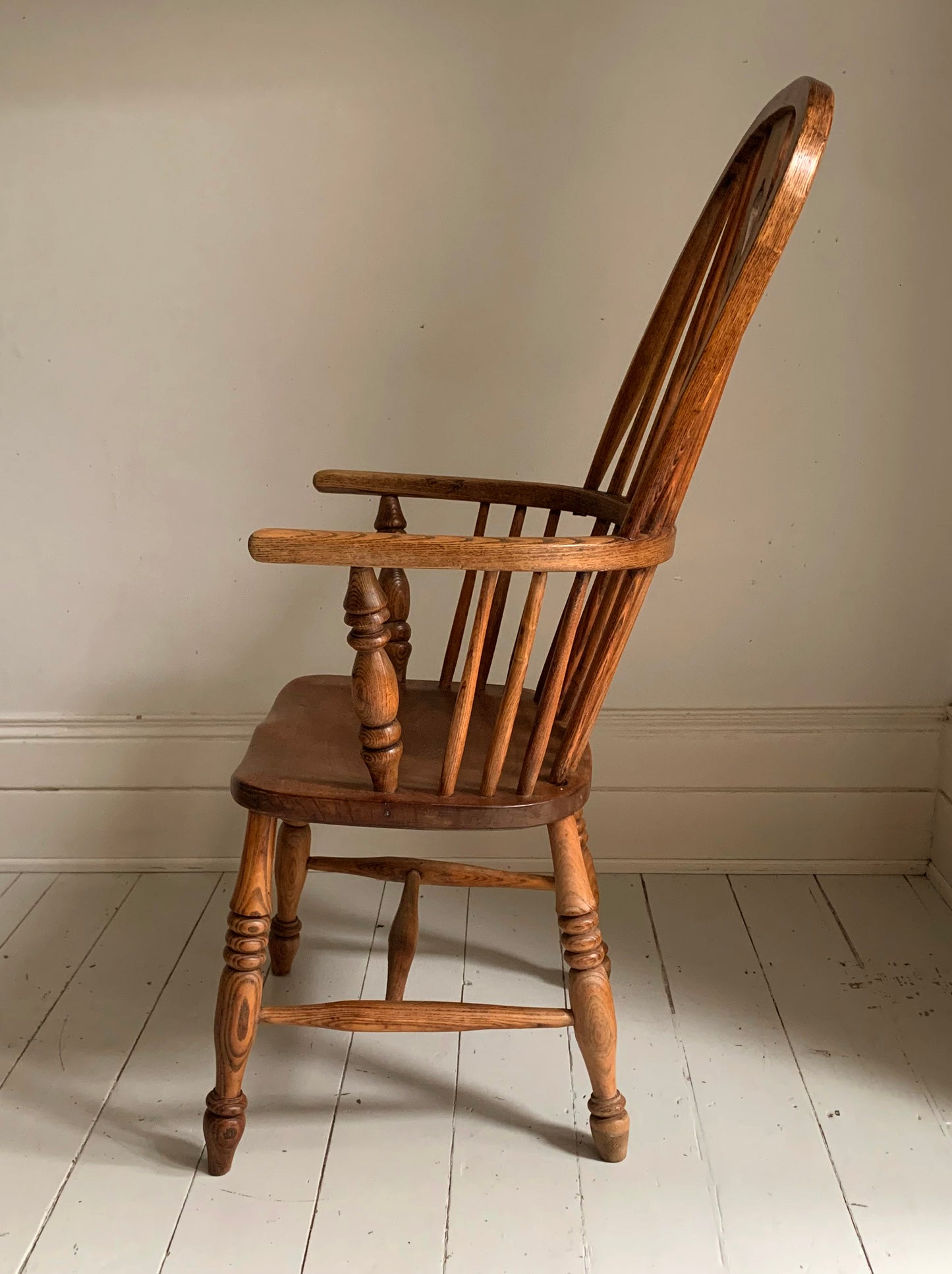 Antique Victorian Ash & Elm Windsor High Back Armchair