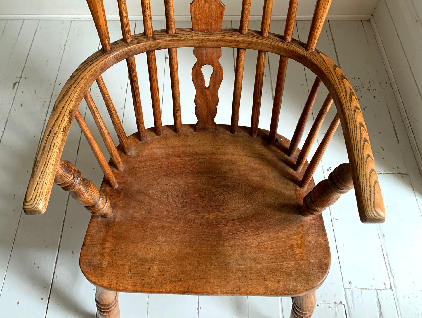 Antique Victorian Ash & Elm Windsor High Back Armchair