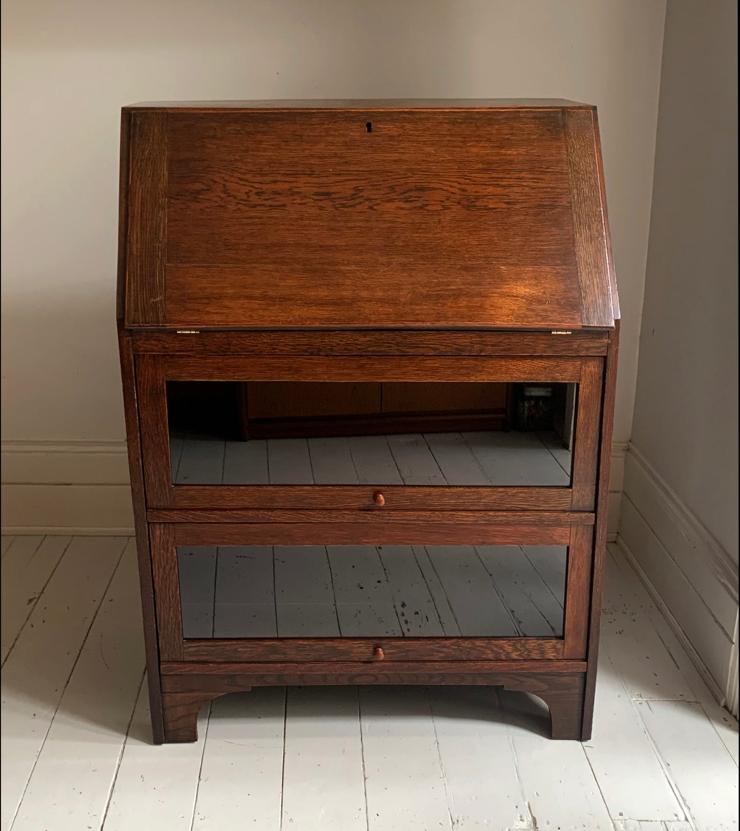 Arts & Craft Bureau/Front Fall Desk w/ Barristers Bookcase /Compartments