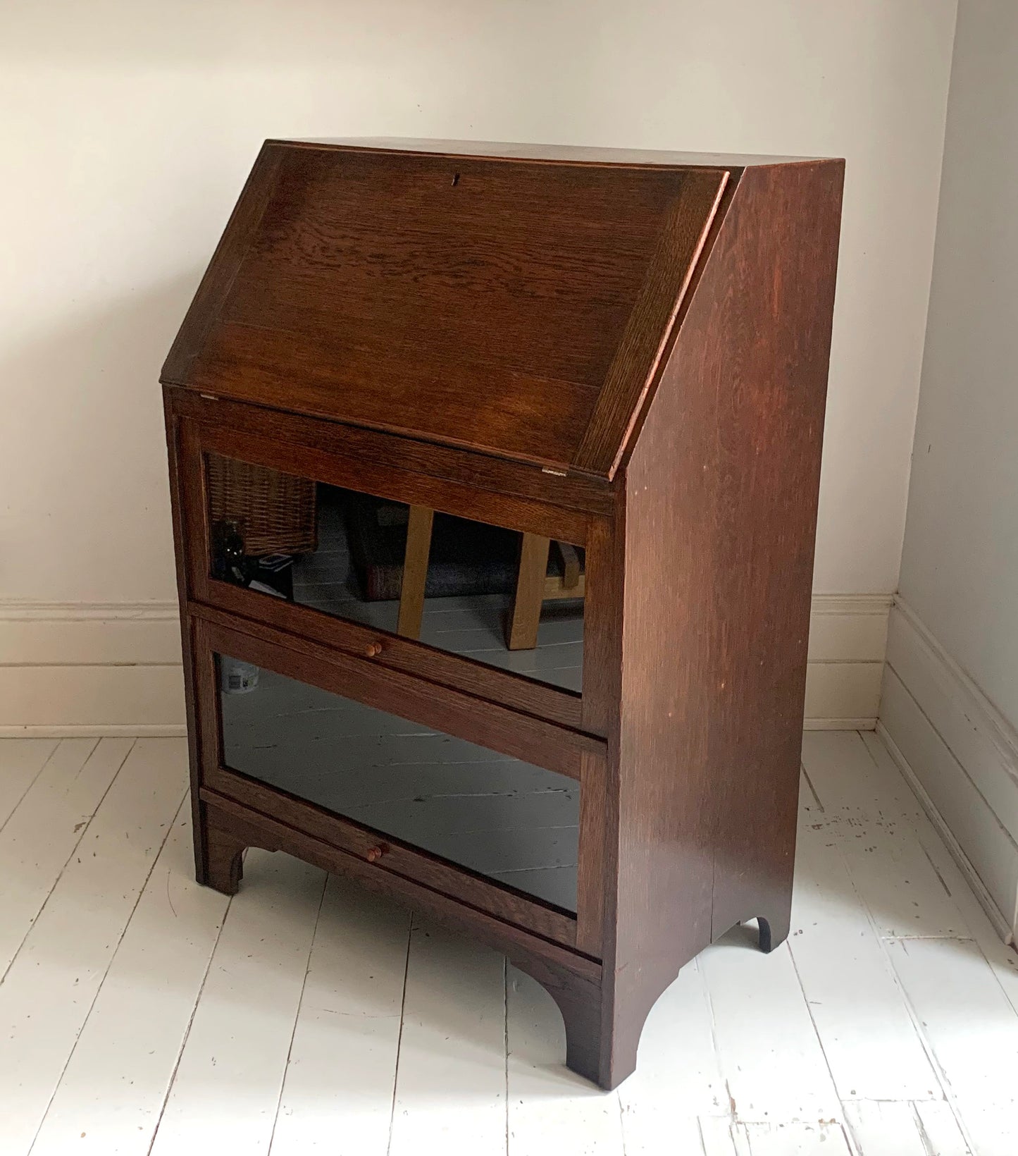 Arts & Craft Bureau/Front Fall Desk w/ Barristers Bookcase /Compartments