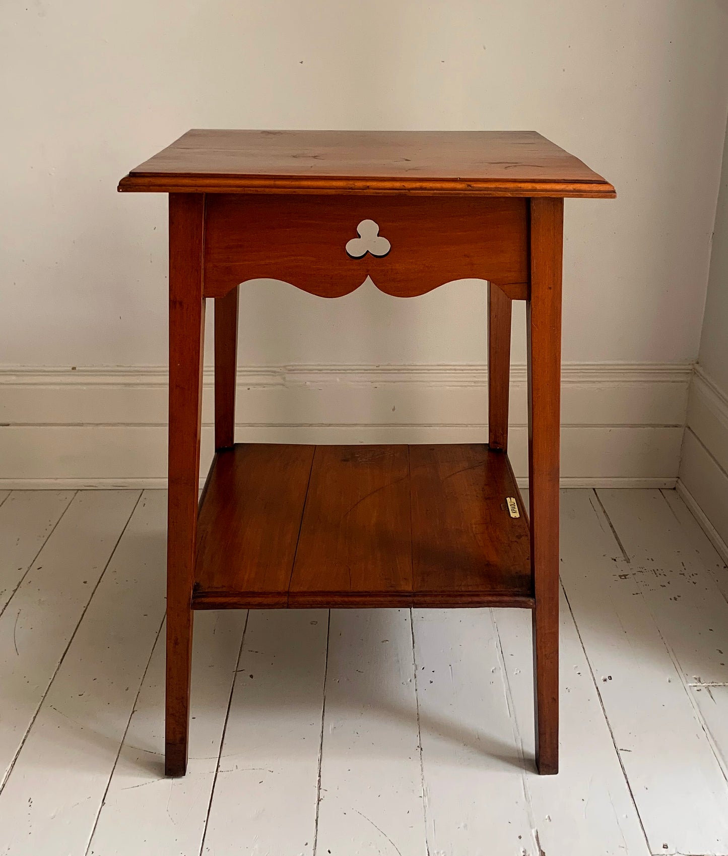 Antique Edwardian Arts & Craft Carved Oak Two-Tier Large Side Table - KPAOLI