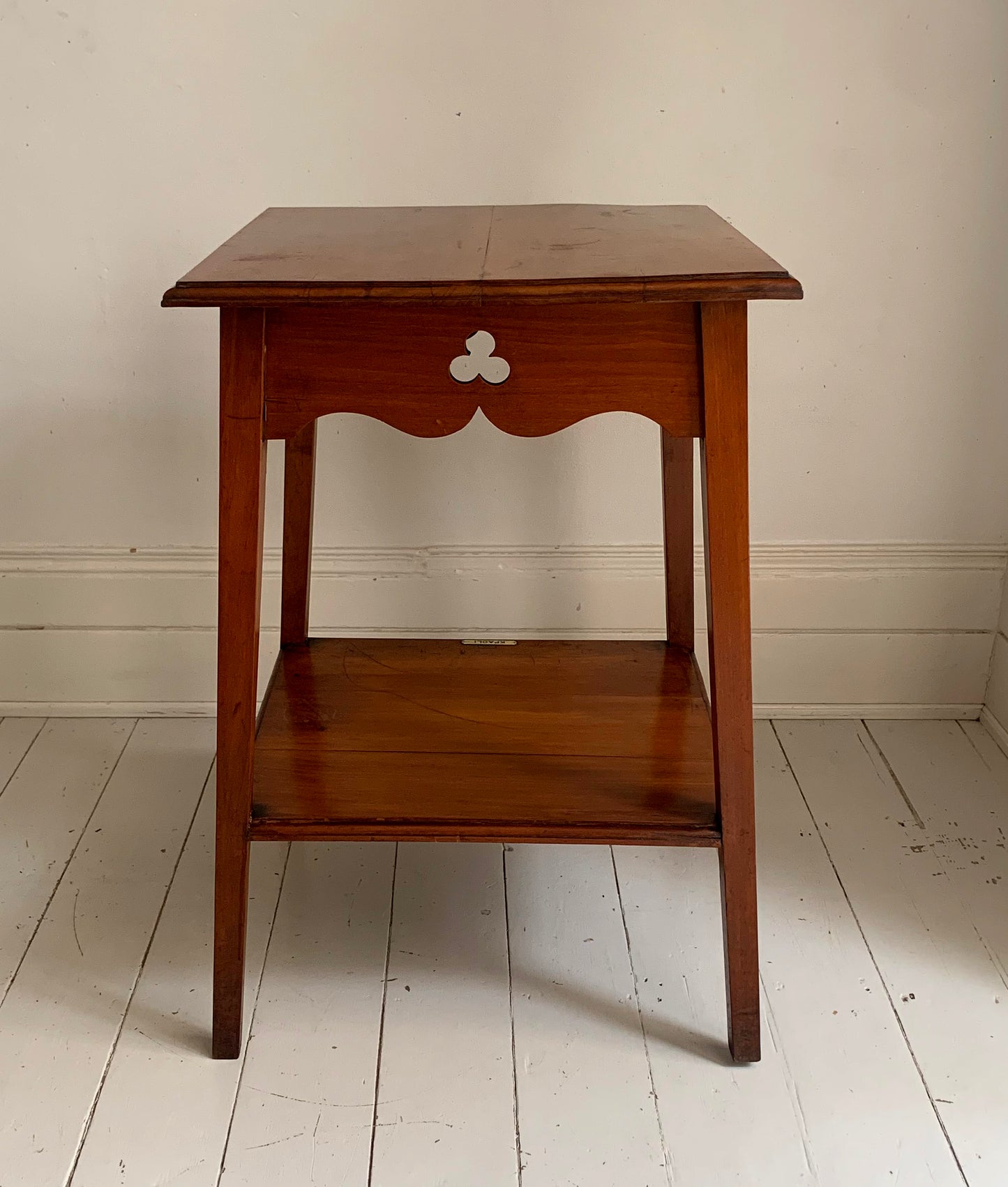 Antique Edwardian Arts & Craft Carved Oak Two-Tier Large Side Table - KPAOLI