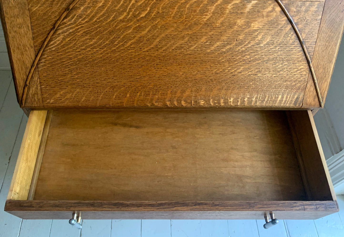 Arts & Craft Bureau / Fall Front Writing Desk with Drawers in Golden Oak