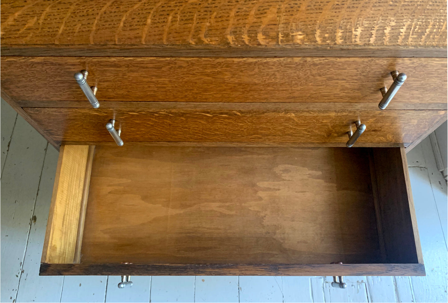 Arts & Craft Bureau / Fall Front Writing Desk with Drawers in Golden Oak