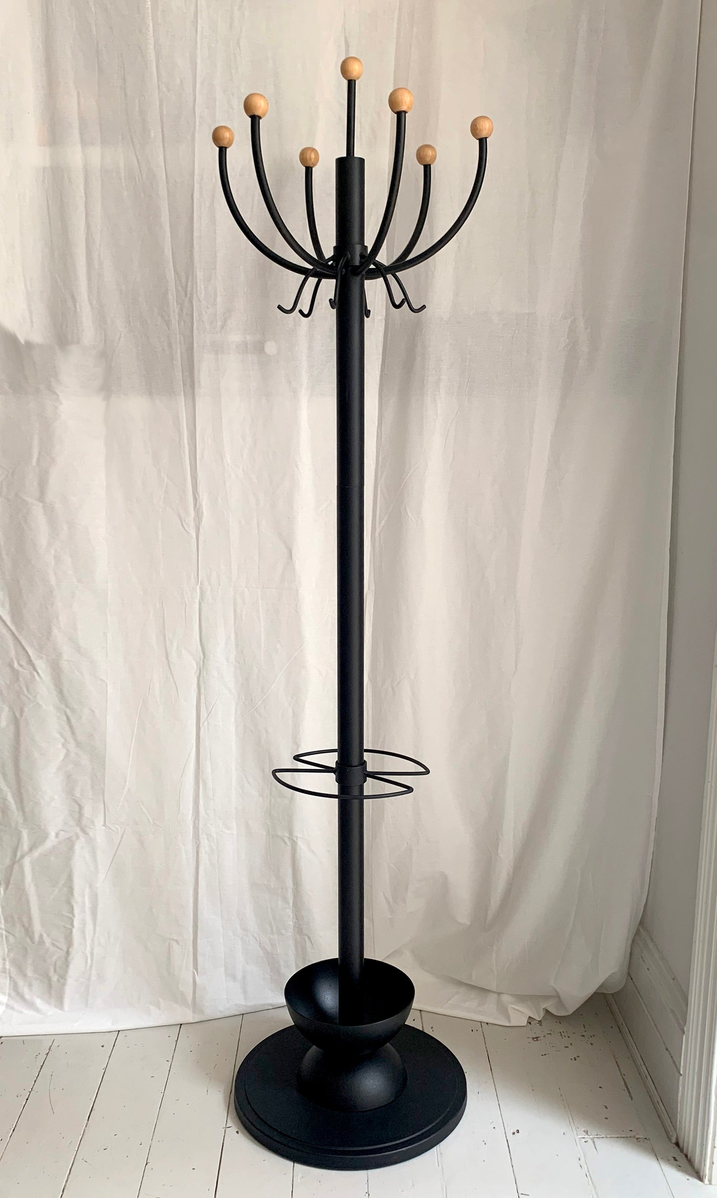 Sputnik / Atomic Style Black Cast Iron Coat & Umbrella Stand #1