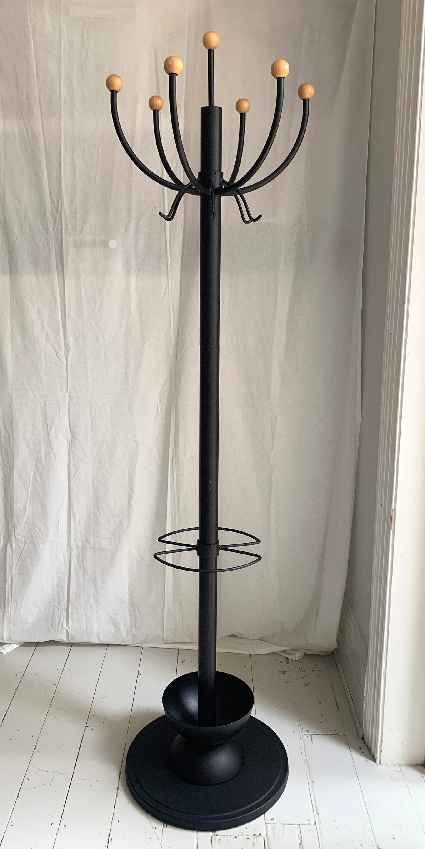 Sputnik / Atomic Style Black Cast Iron Coat & Umbrella Stand #1