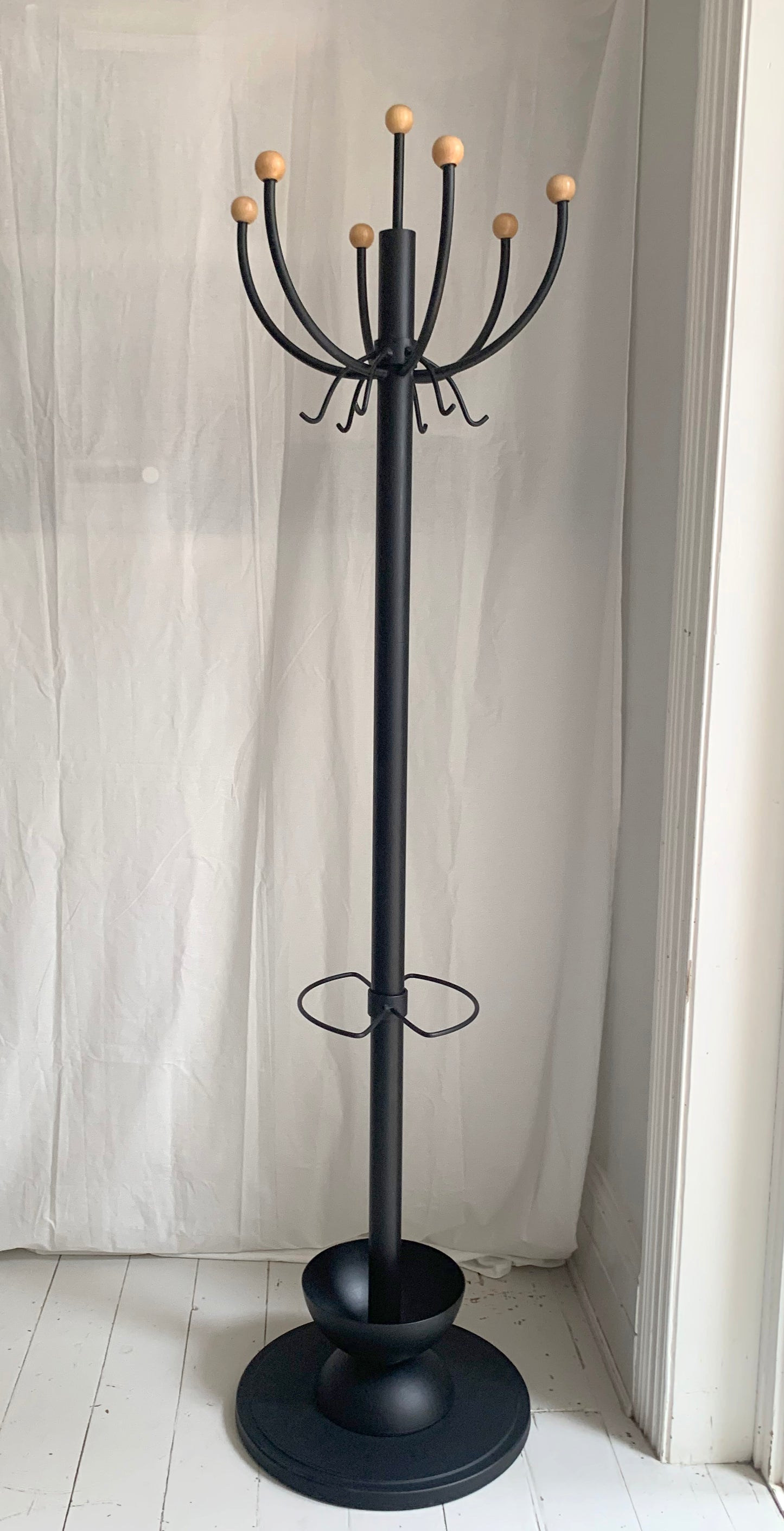 Sputnik / Atomic Style Black Cast Iron Coat & Umbrella Stand #1