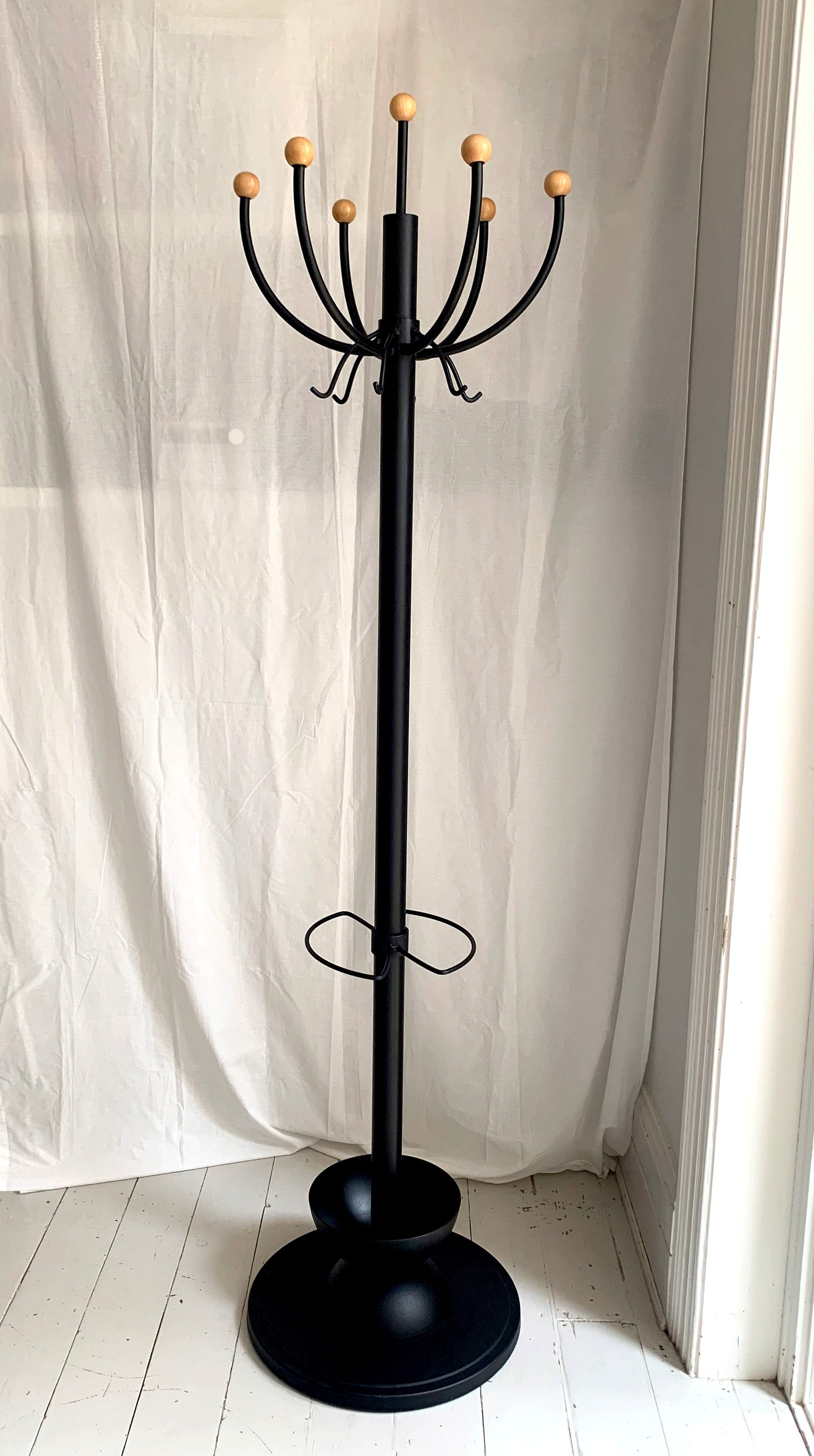 Sputnik / Atomic Style Black Cast Iron Coat & Umbrella Stand #1