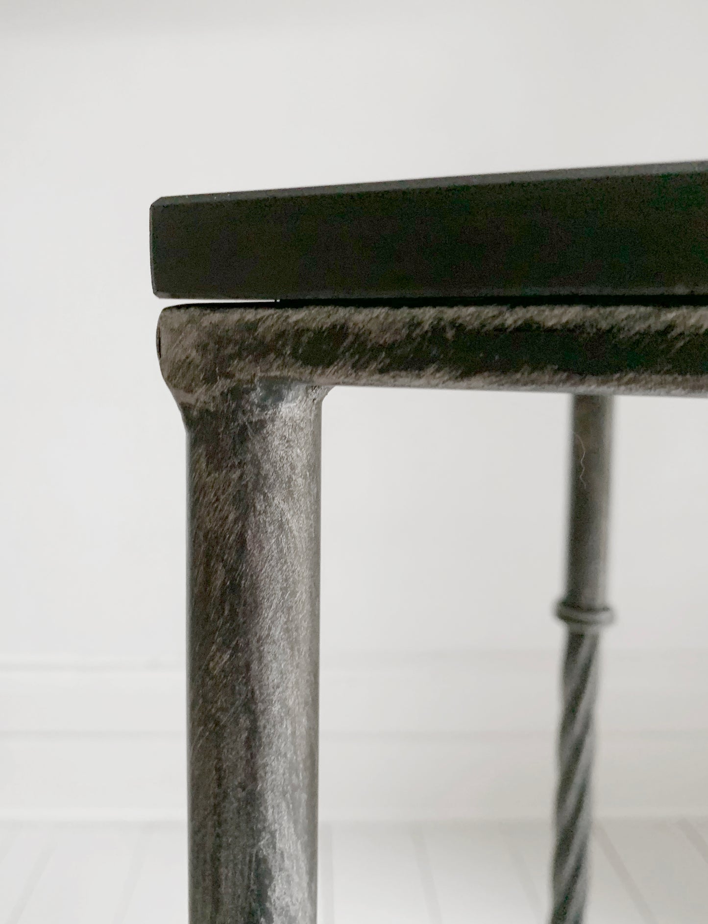 Stunning Style Black Console / Hall Table - Granite & Wrought Steel / Iron