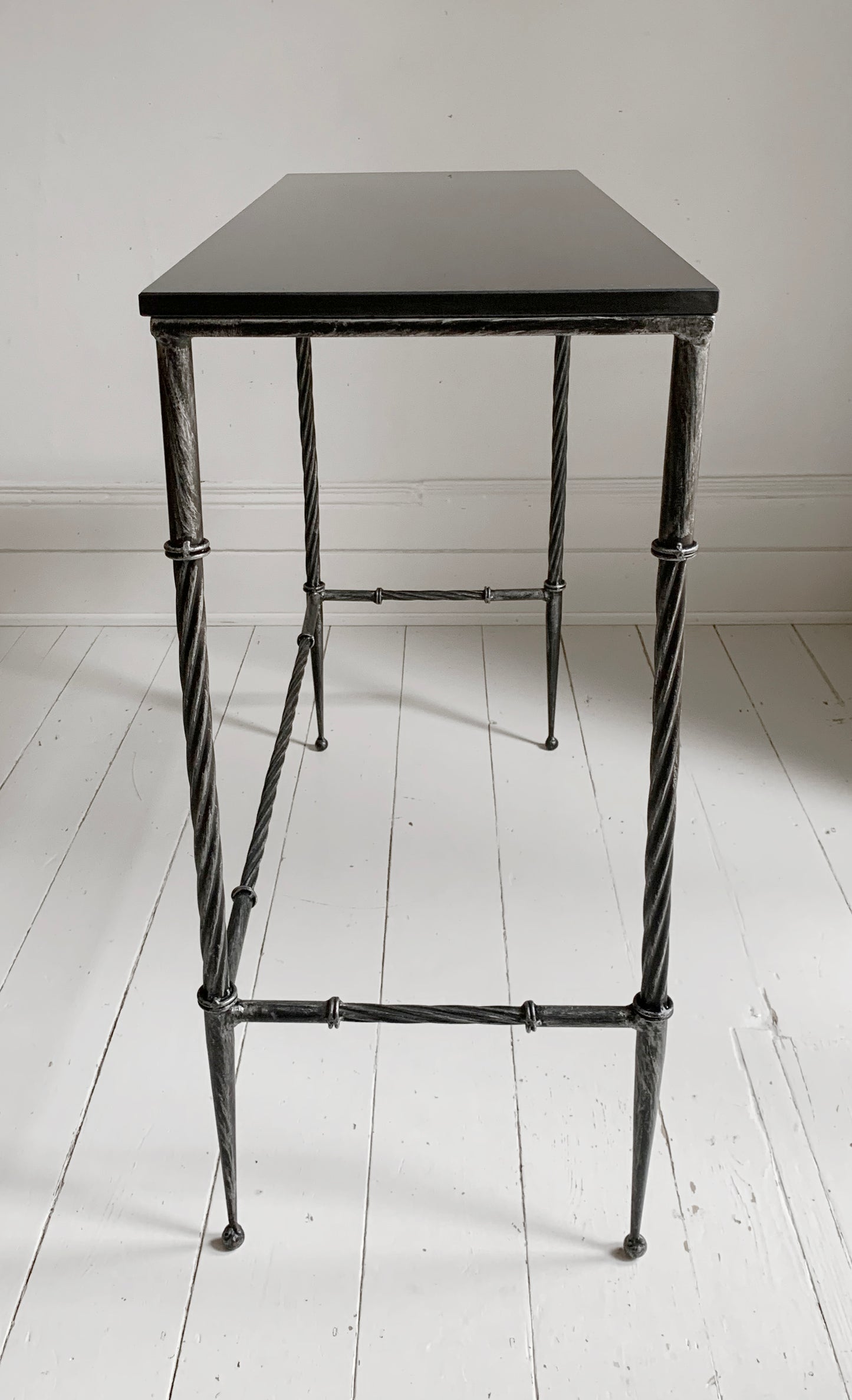 Stunning Style Black Console / Hall Table - Granite & Wrought Steel / Iron