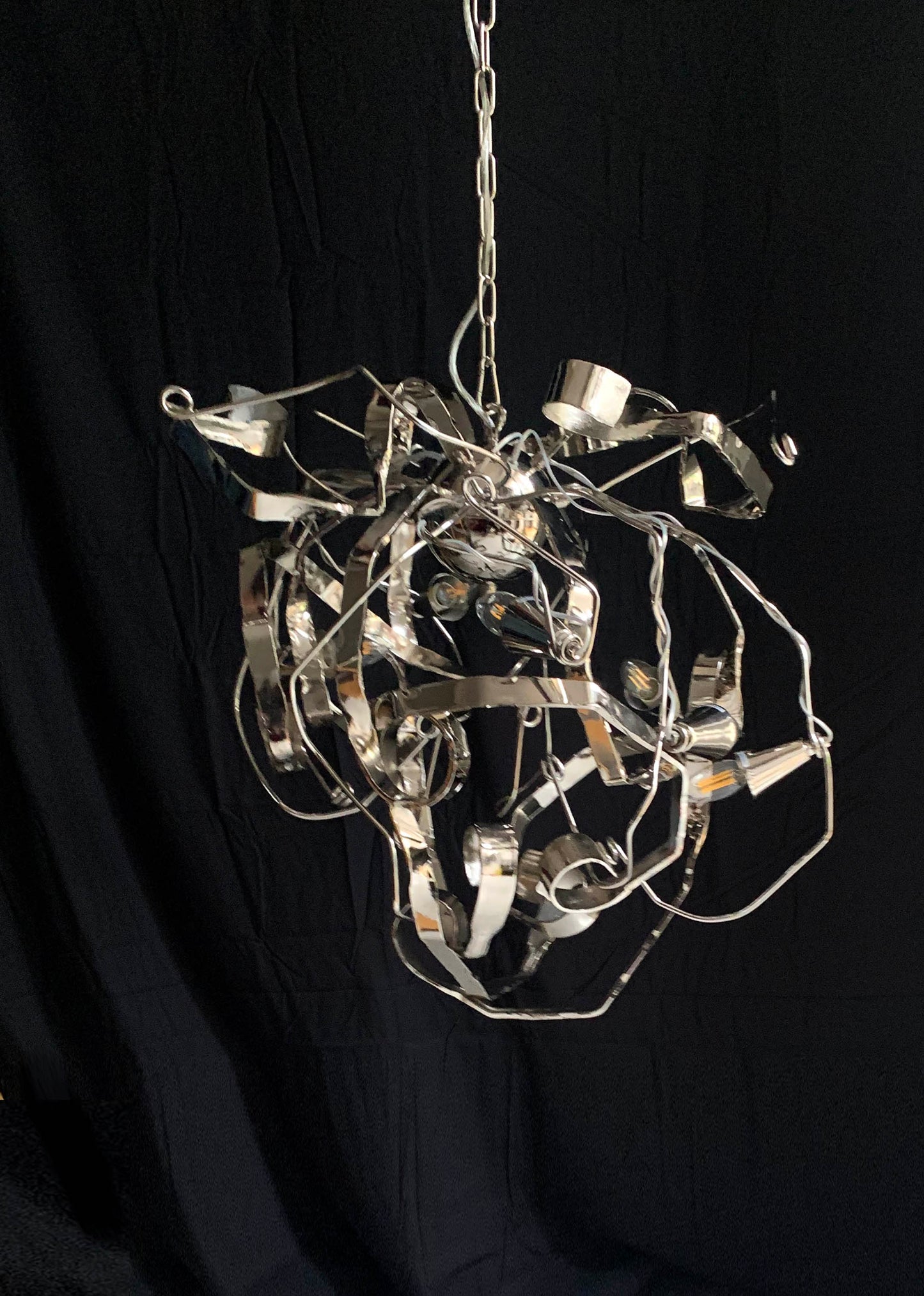 Metal Chandelier W/ Six Lights Possibly A Delphinium By Brand Van Egmond