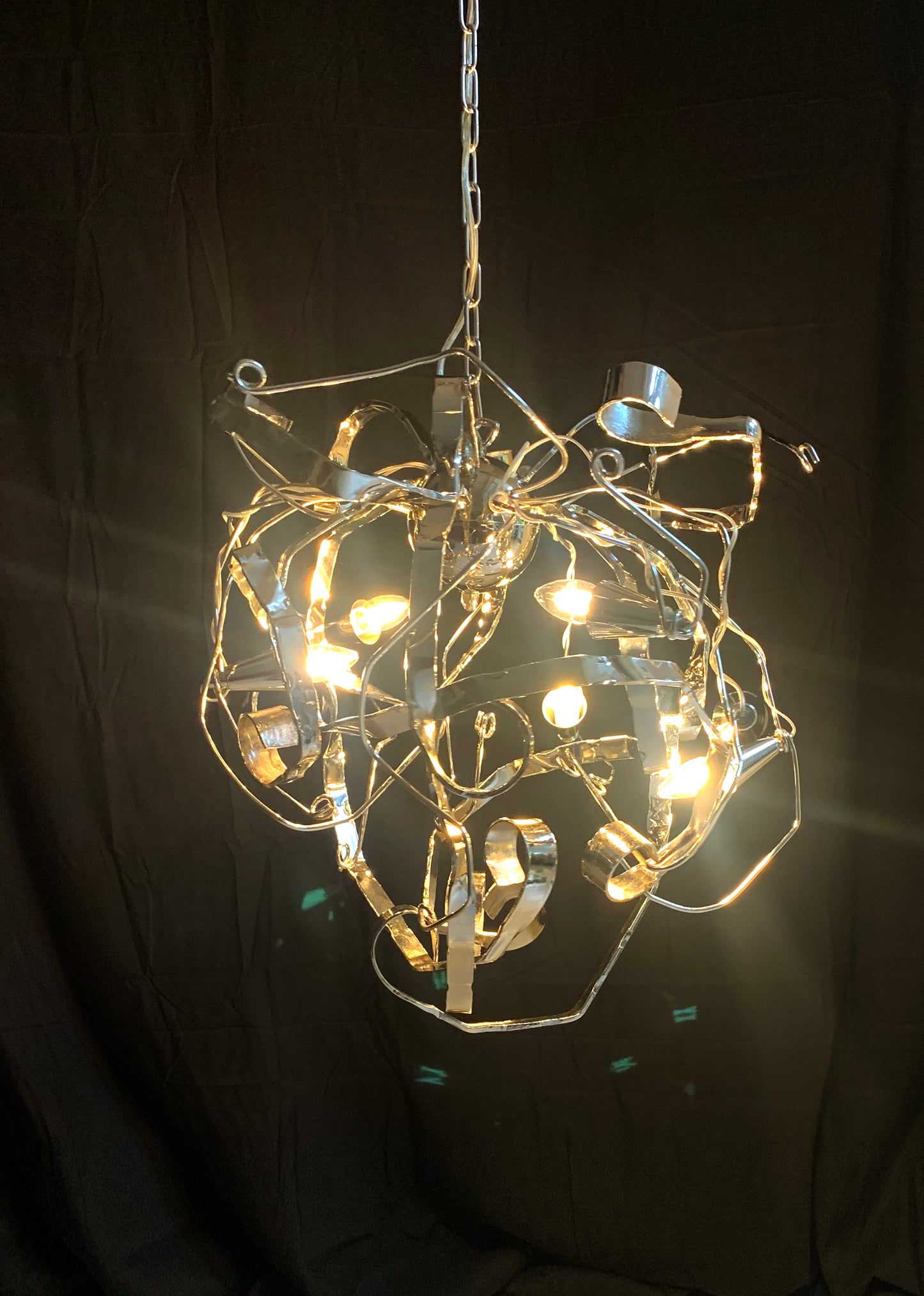 Metal Chandelier W/ Six Lights Possibly A Delphinium By Brand Van Egmond