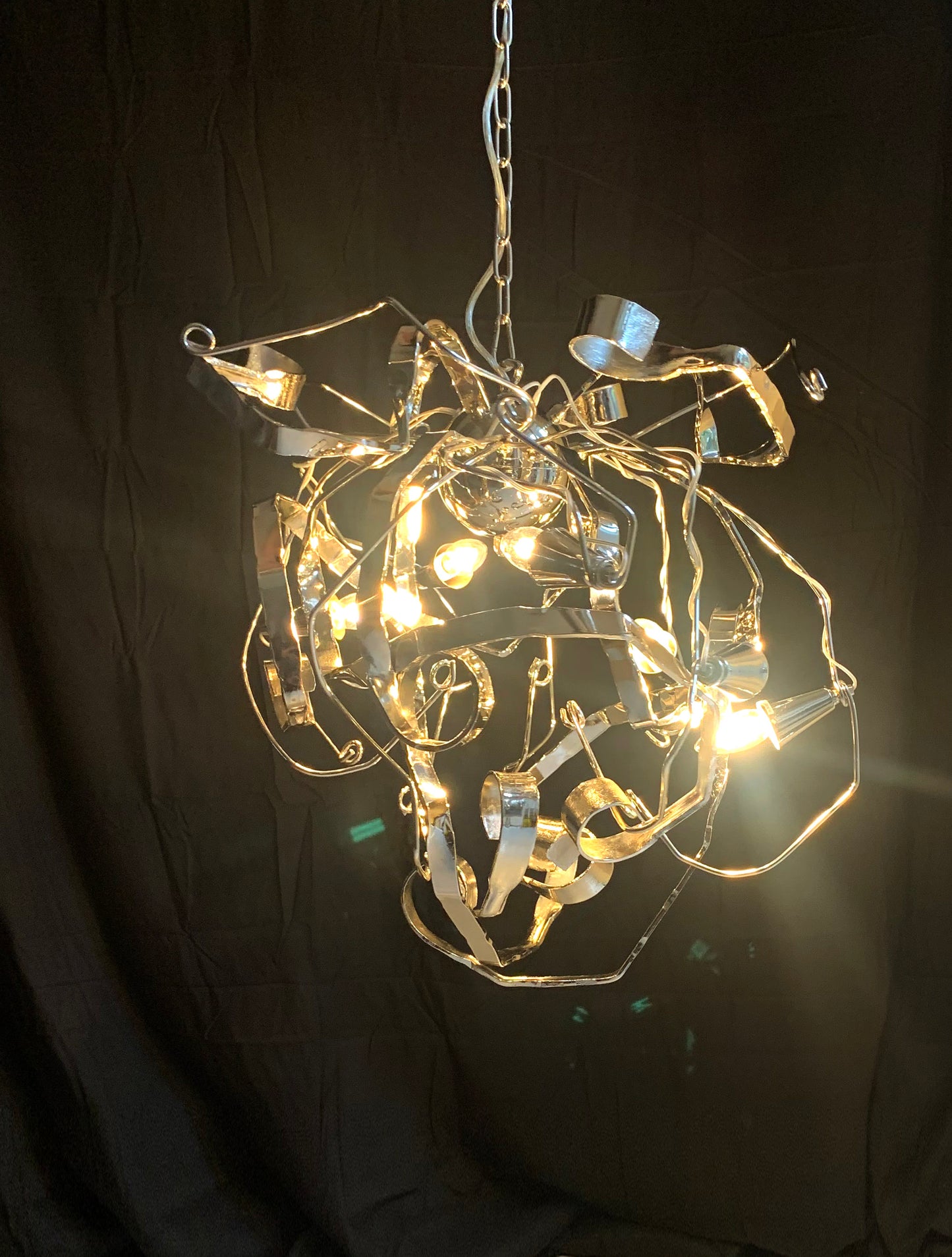 Metal Chandelier W/ Six Lights Possibly A Delphinium By Brand Van Egmond