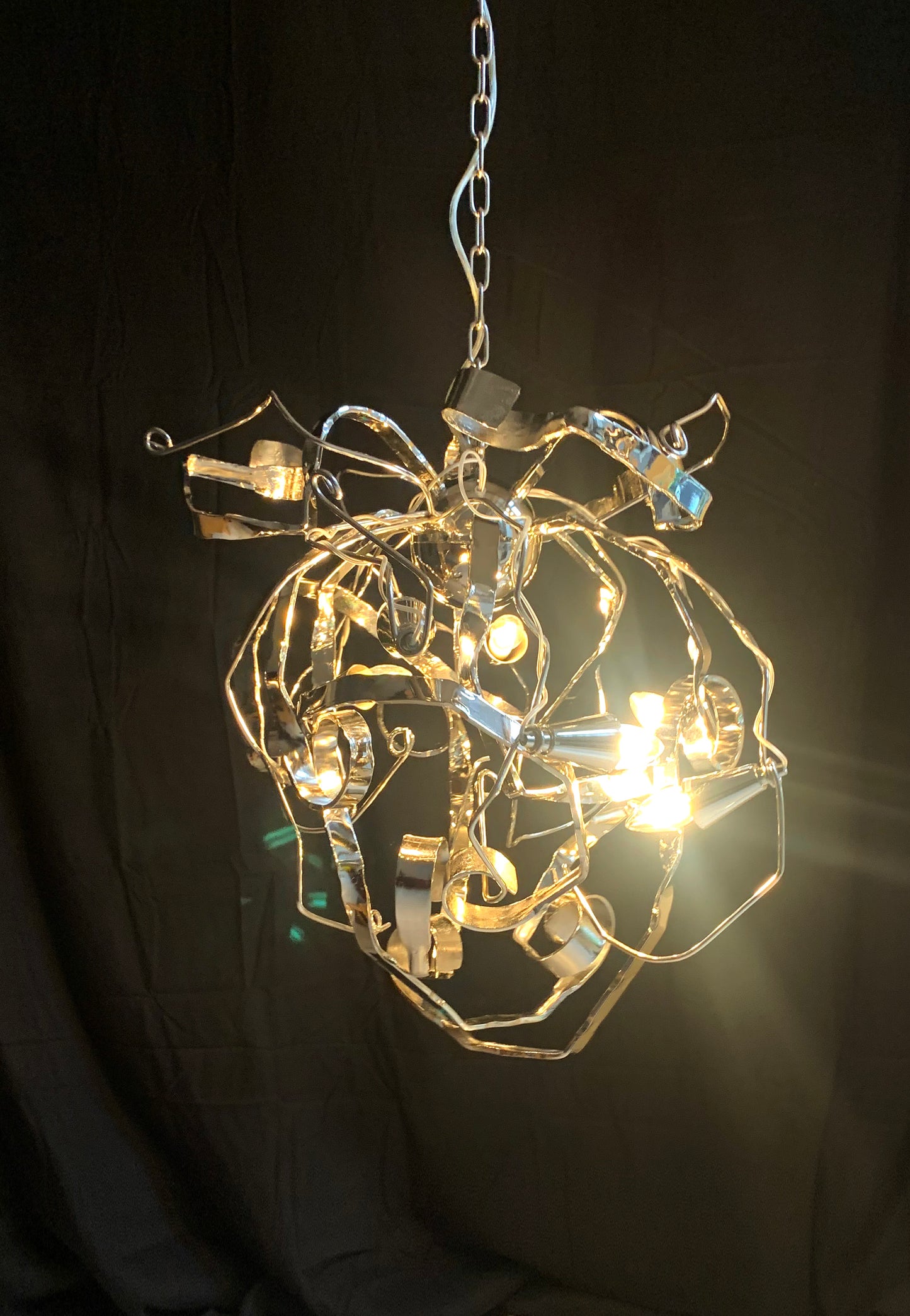 Metal Chandelier W/ Six Lights Possibly A Delphinium By Brand Van Egmond