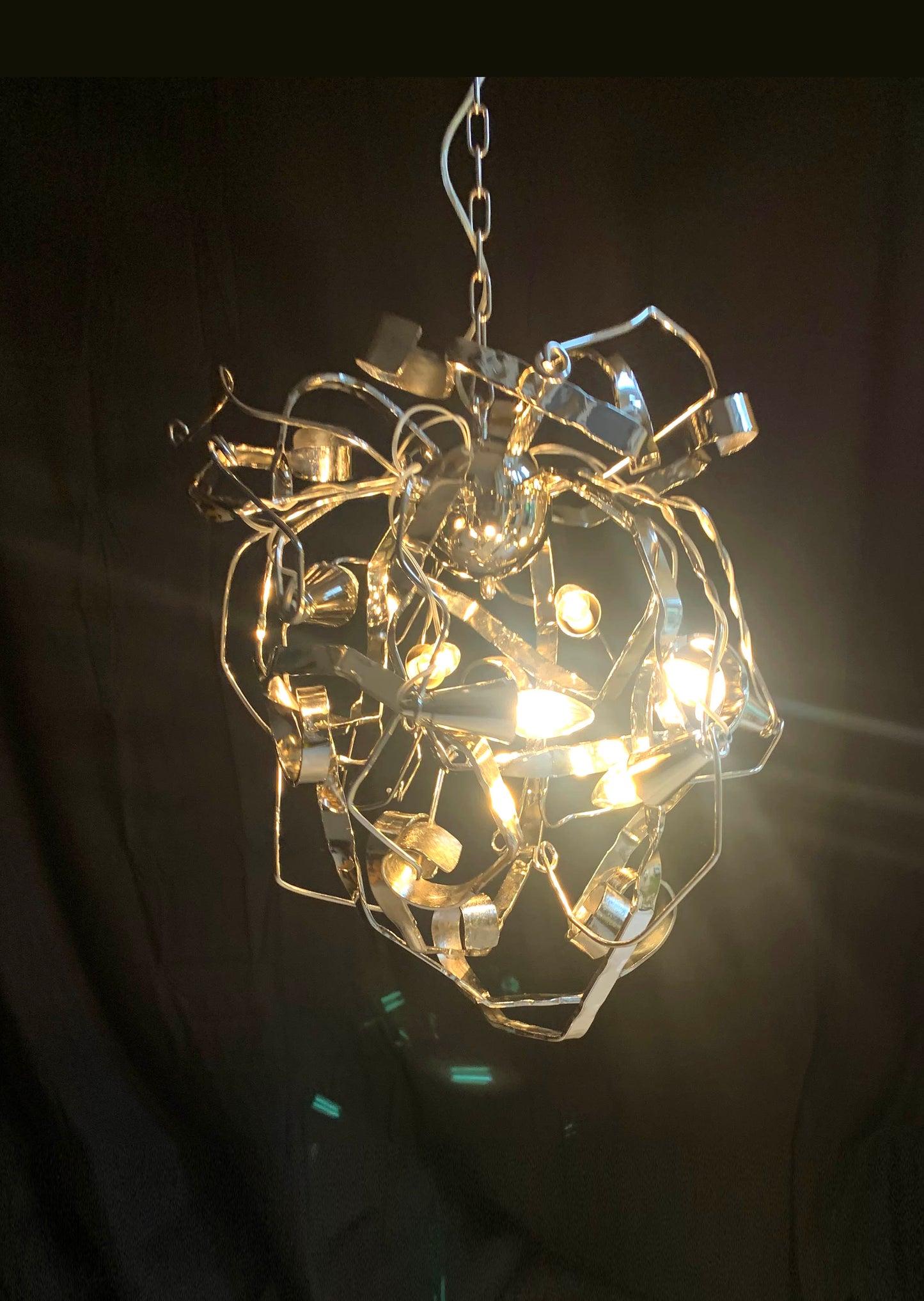 Metal Chandelier W/ Six Lights Possibly A Delphinium By Brand Van Egmond