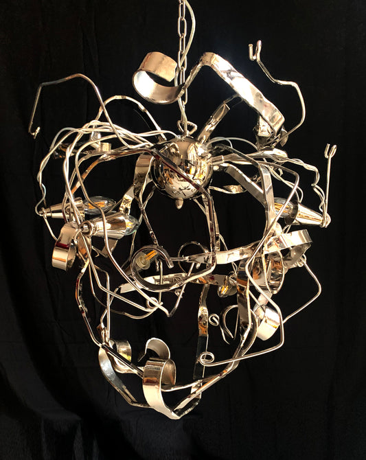 Metal Chandelier W/ Six Lights Possibly A Delphinium By Brand Van Egmond