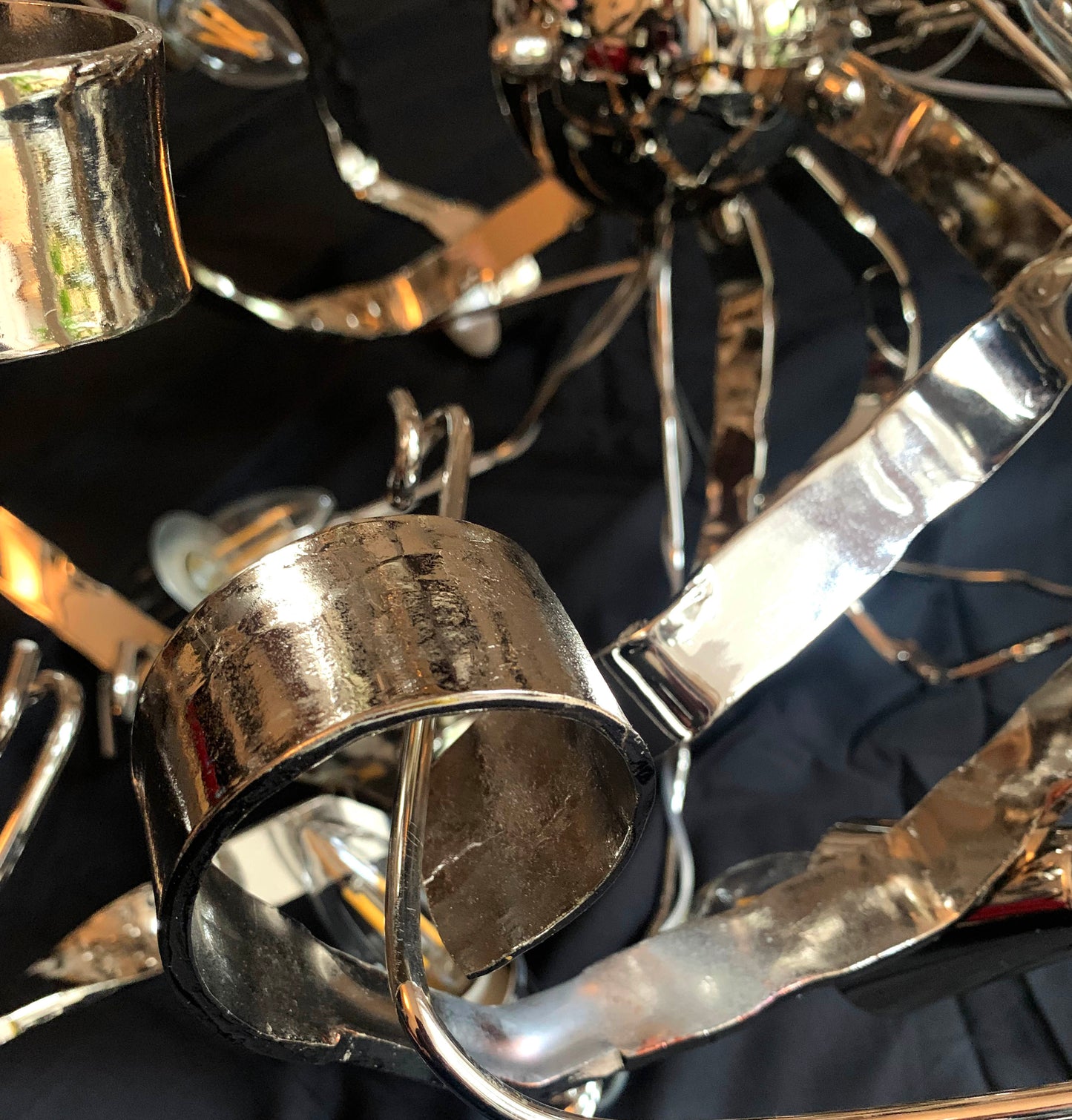Metal Chandelier W/ Six Lights Possibly A Delphinium By Brand Van Egmond