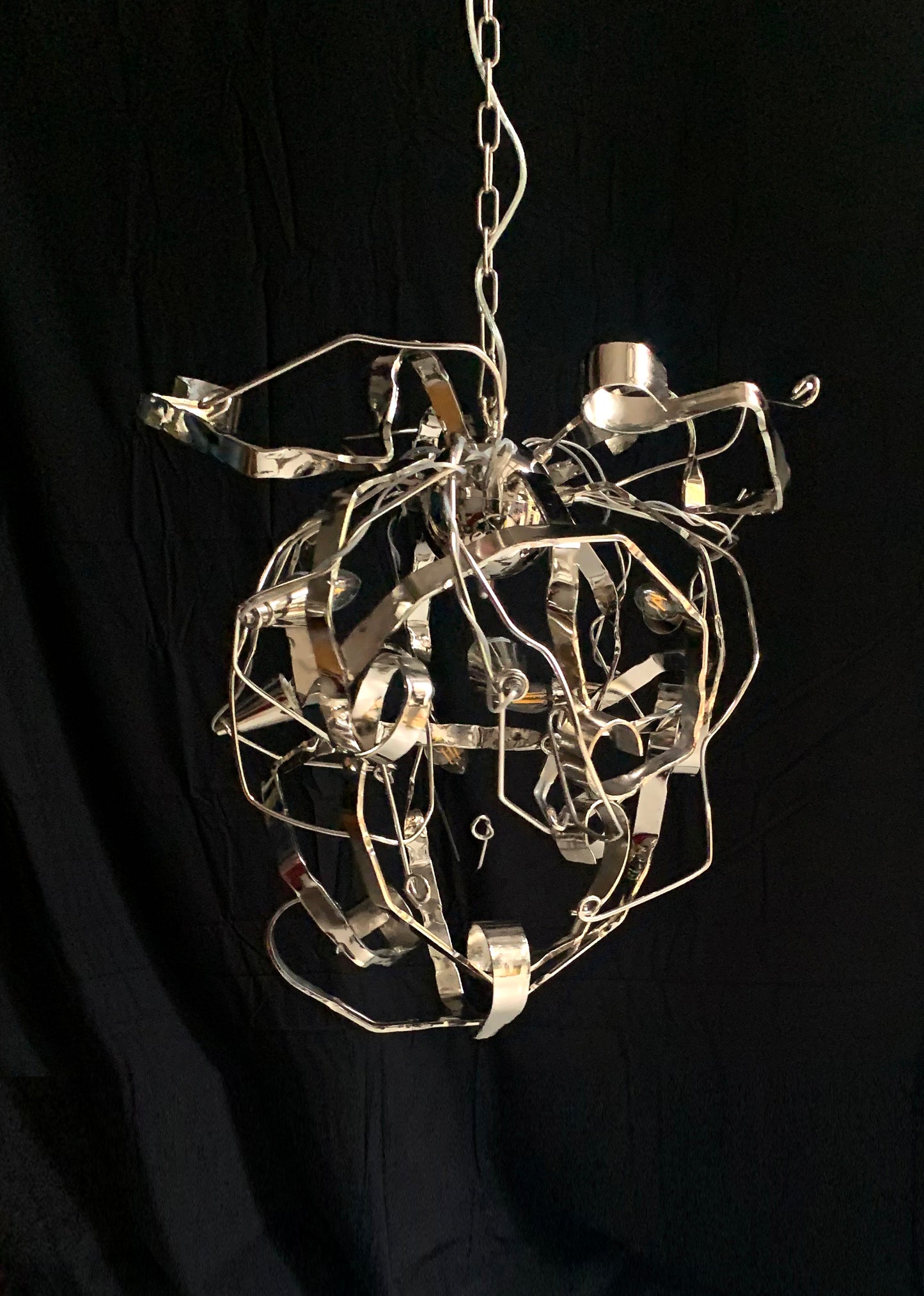 Metal Chandelier W/ Six Lights Possibly A Delphinium By Brand Van Egmond