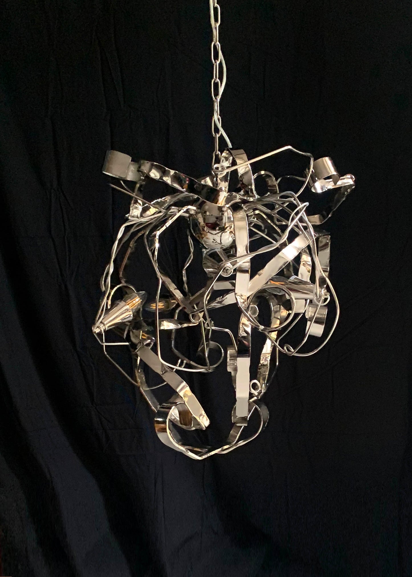 Metal Chandelier W/ Six Lights Possibly A Delphinium By Brand Van Egmond