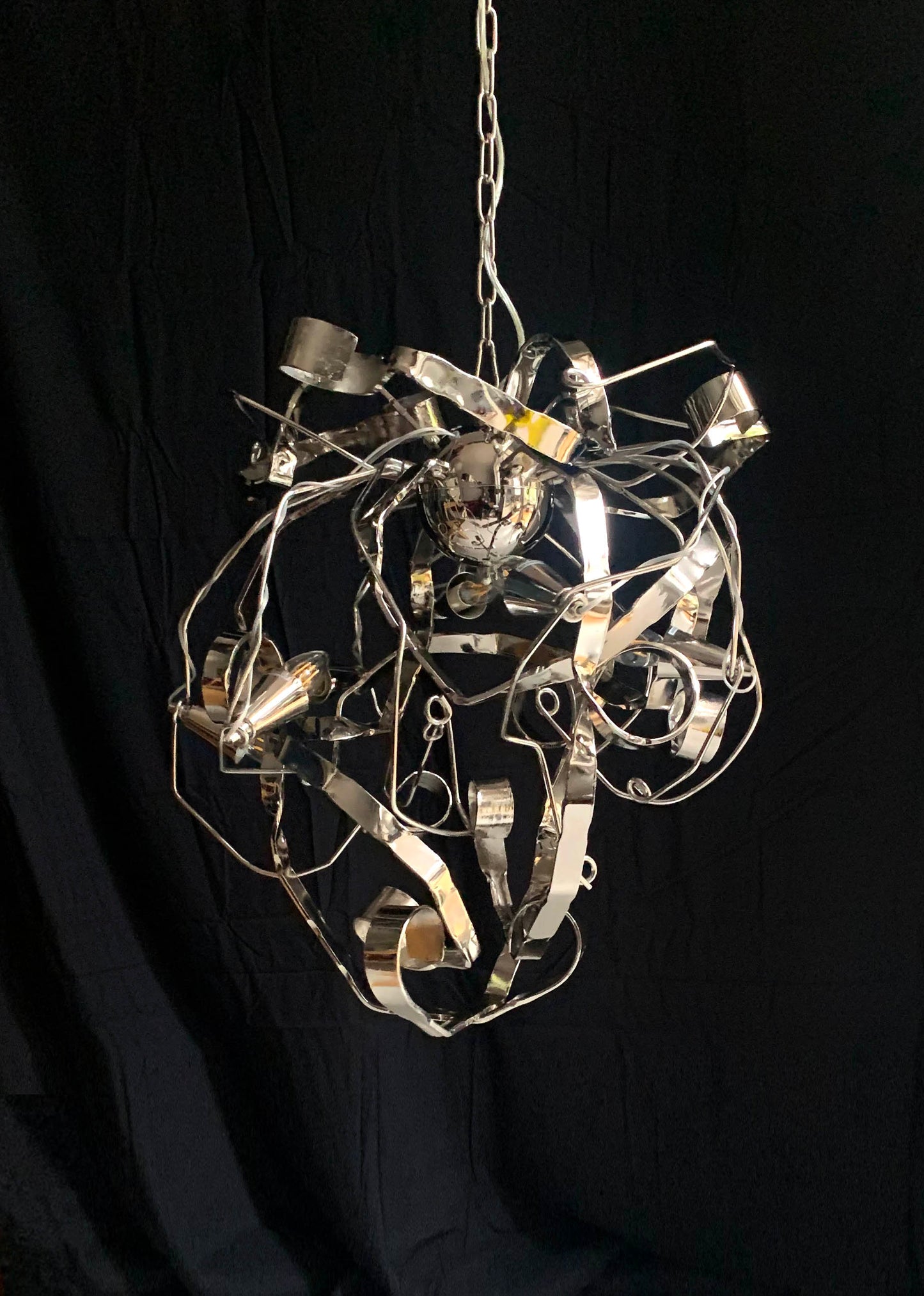 Metal Chandelier W/ Six Lights Possibly A Delphinium By Brand Van Egmond