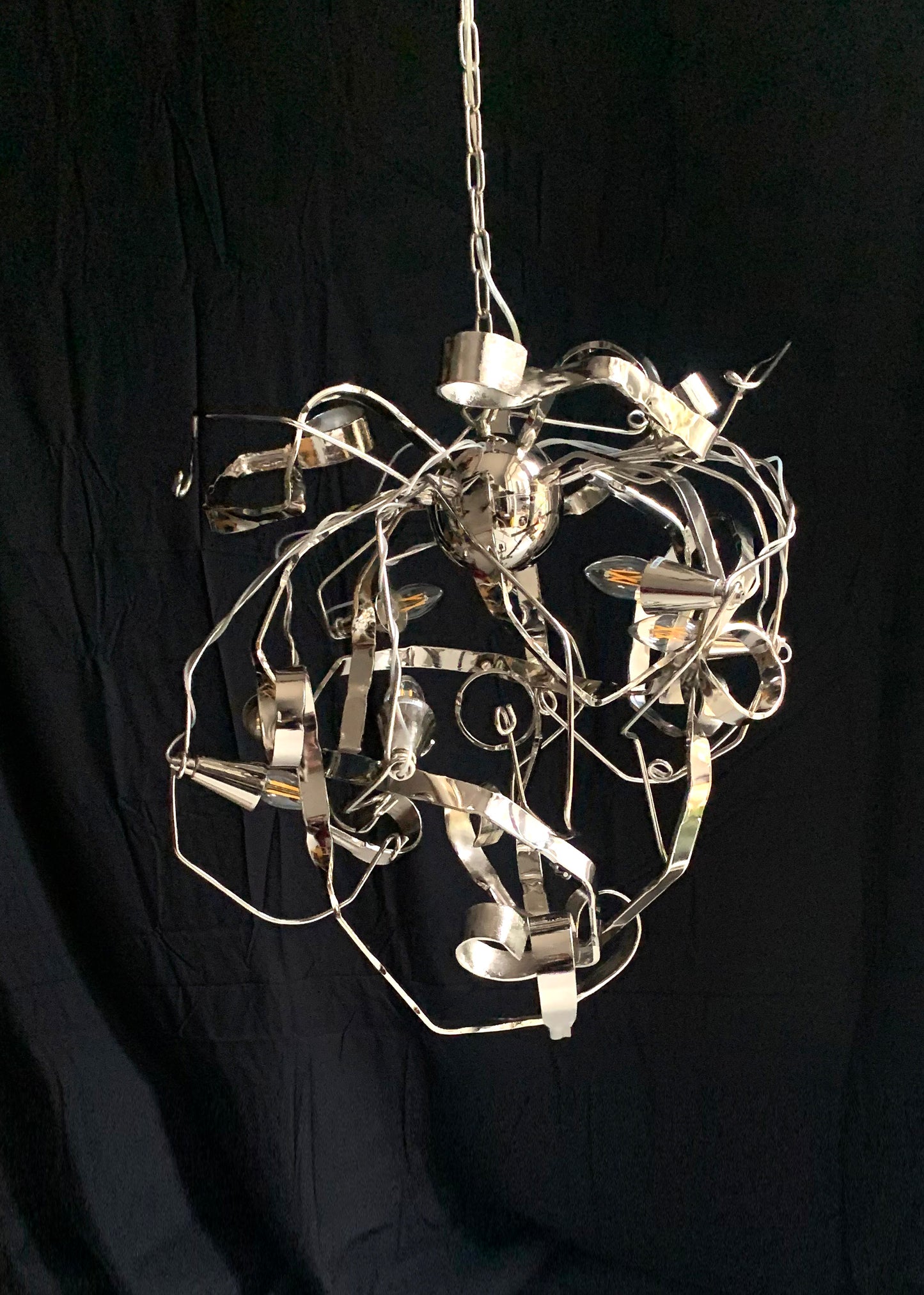 Metal Chandelier W/ Six Lights Possibly A Delphinium By Brand Van Egmond
