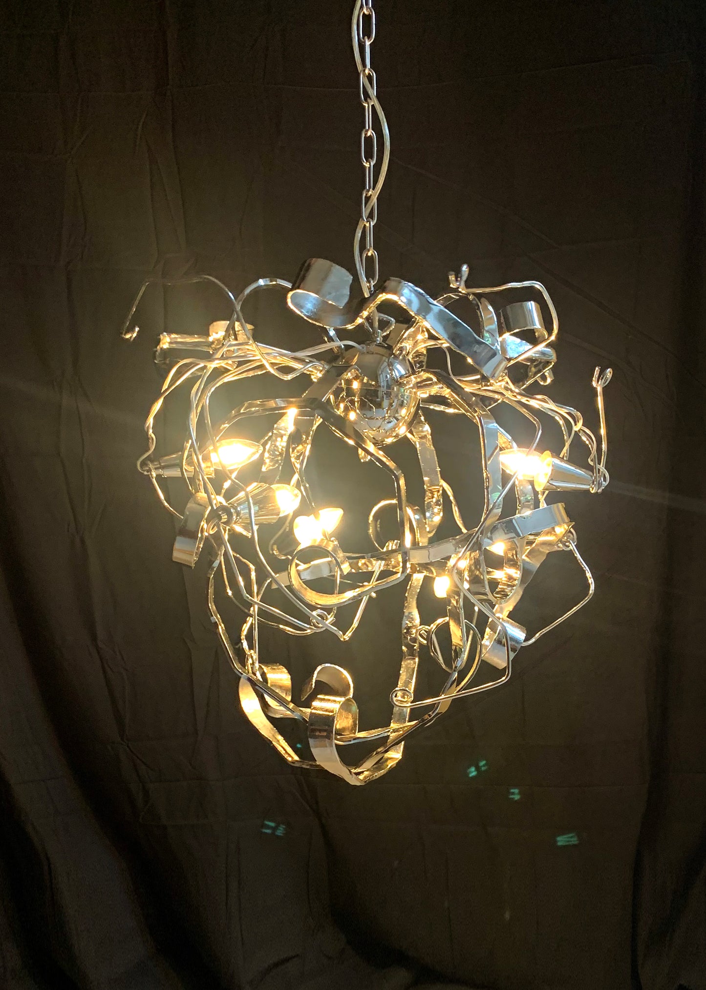 Metal Chandelier W/ Six Lights Possibly A Delphinium By Brand Van Egmond