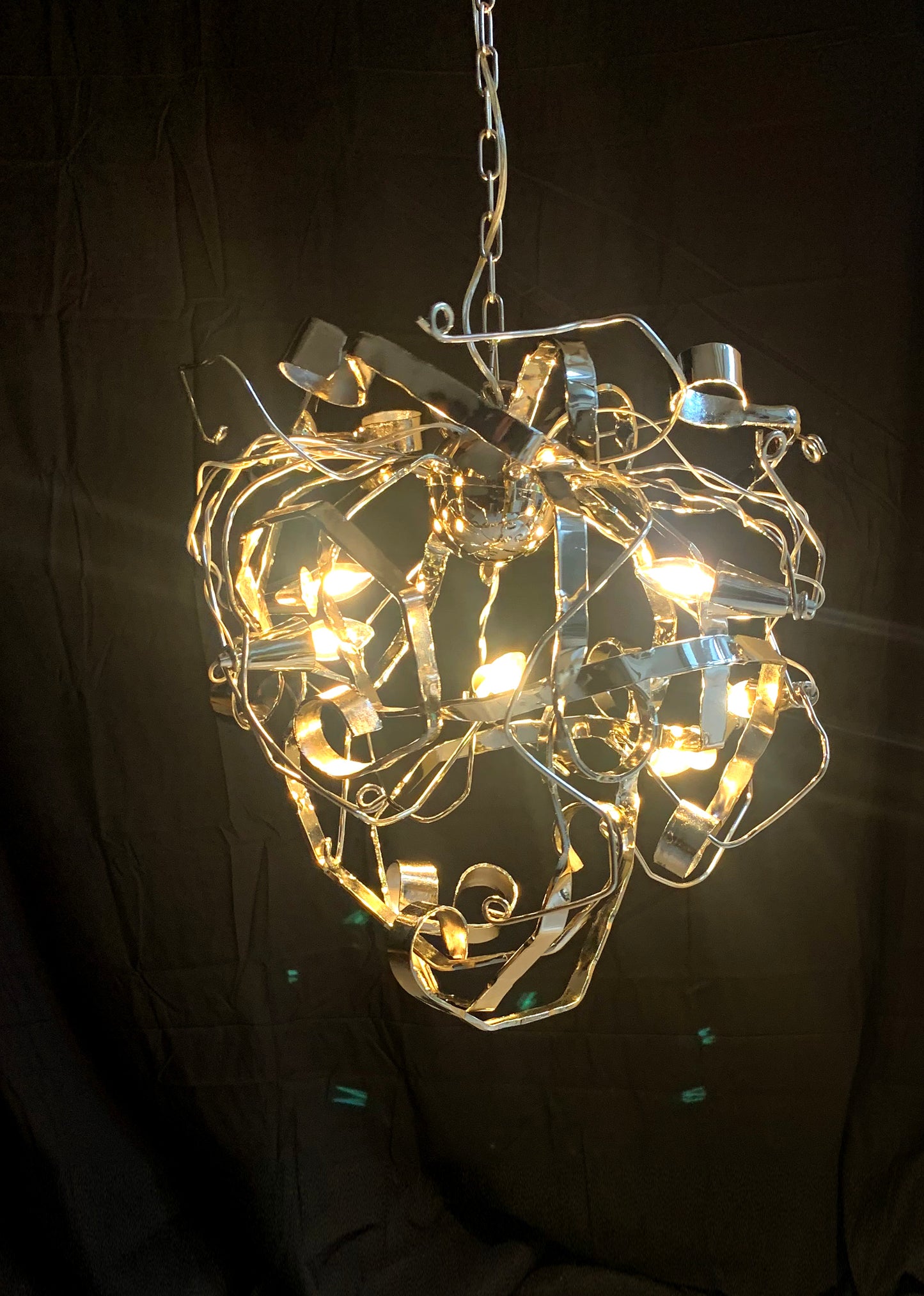 Metal Chandelier W/ Six Lights Possibly A Delphinium By Brand Van Egmond