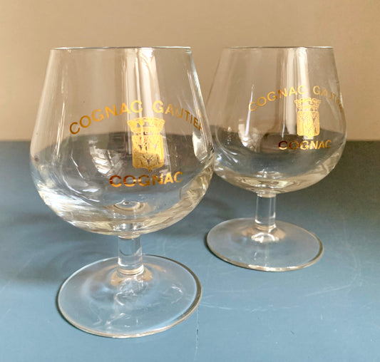 2 x Cognac Gaultier / Brandy Small Stemmed Glasses