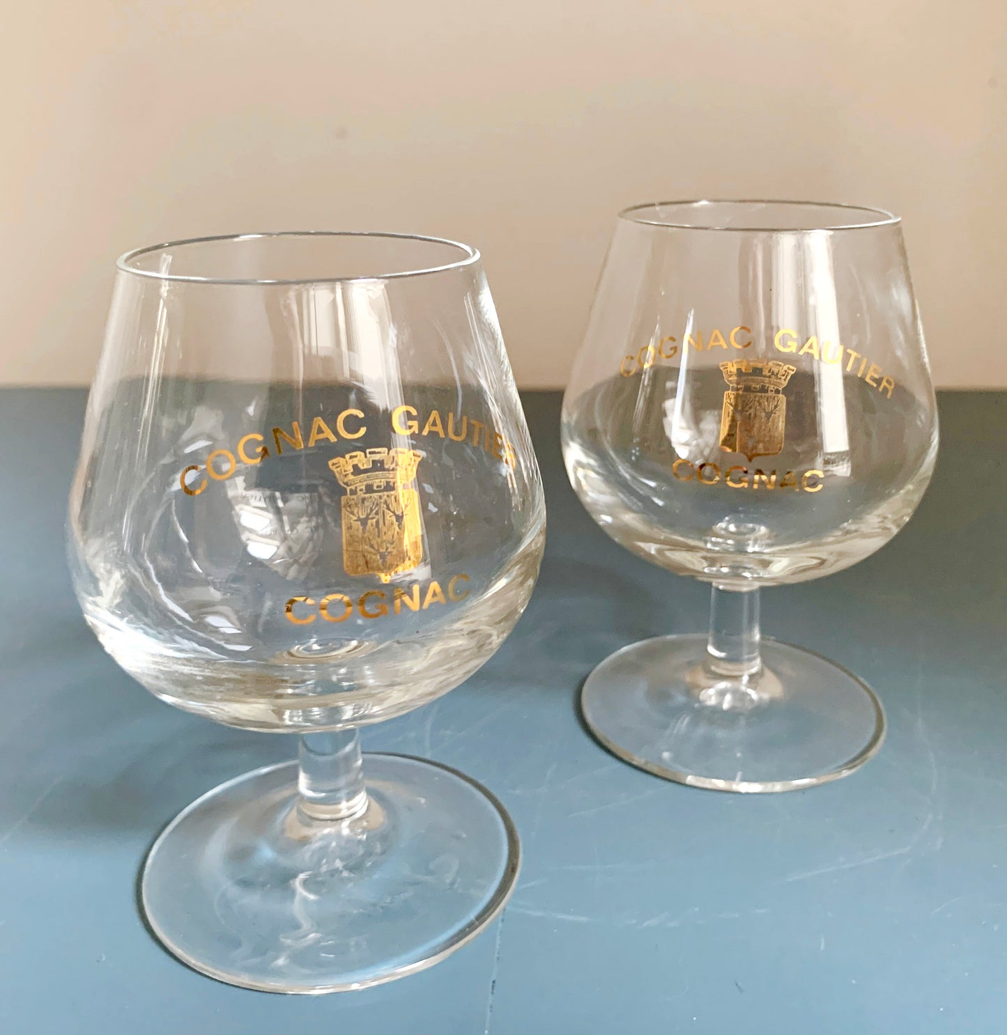 2 x Cognac Gaultier / Brandy Small Stemmed Glasses