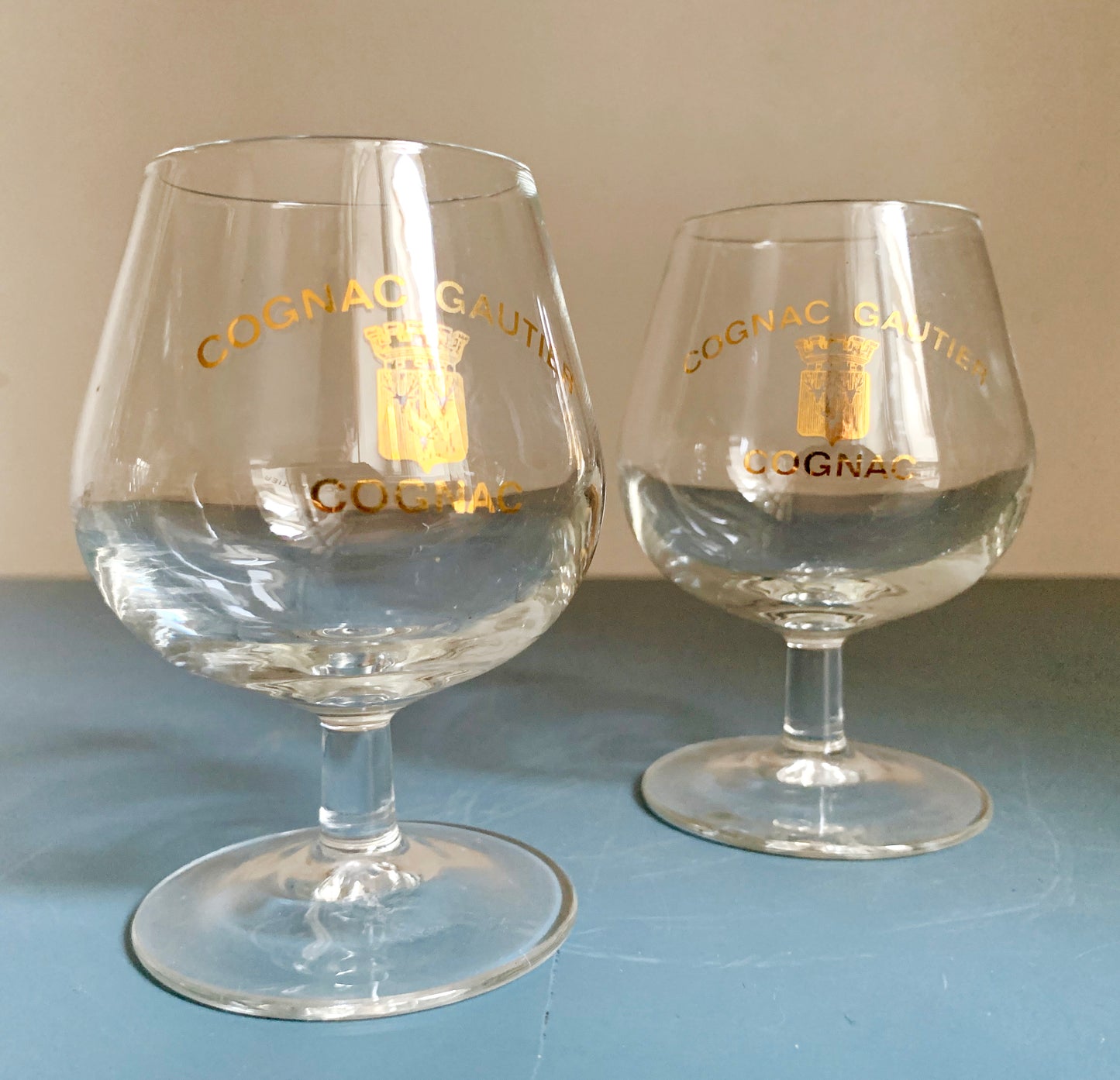 2 x Cognac Gaultier / Brandy Small Stemmed Glasses