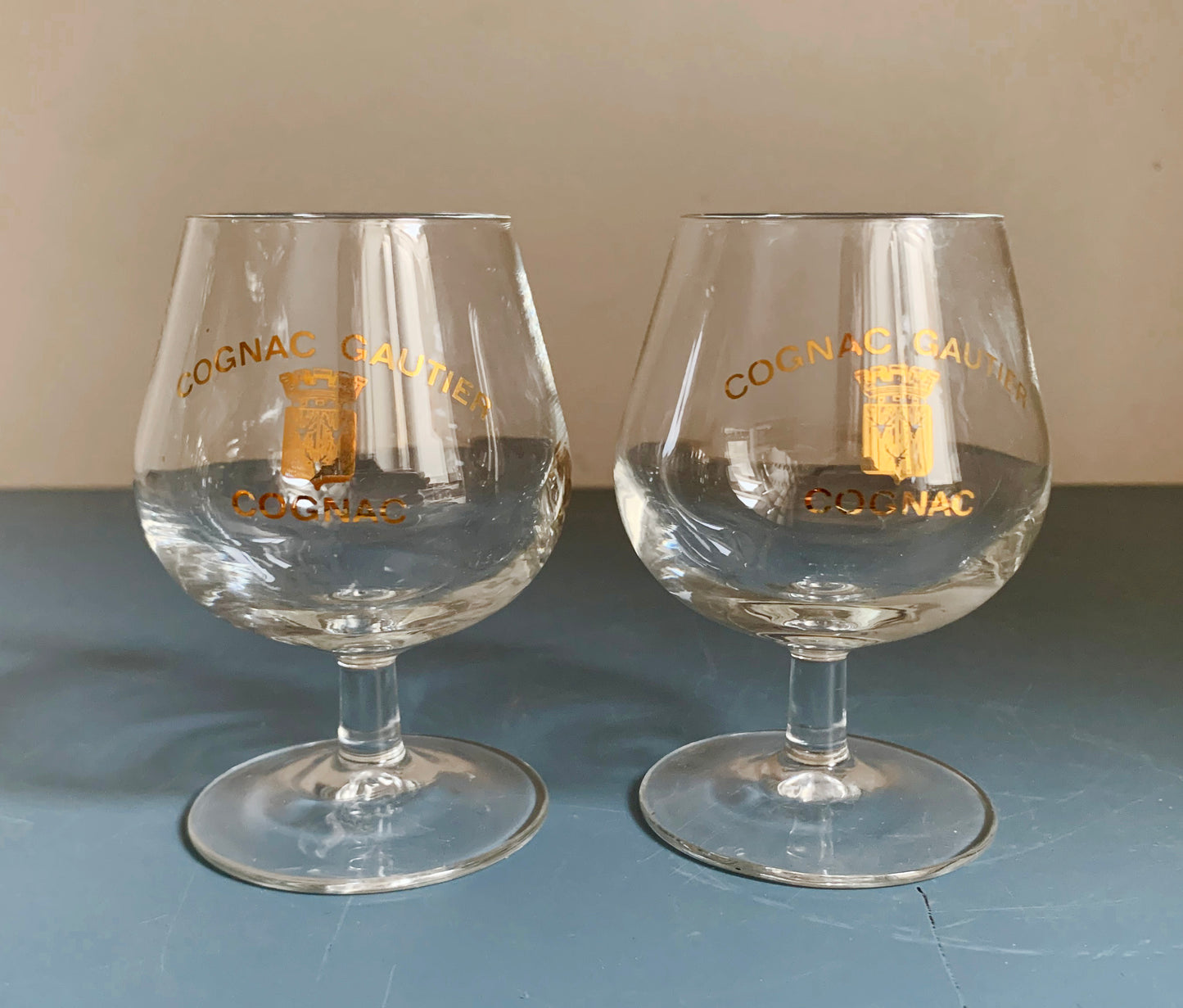 2 x Cognac Gaultier / Brandy Small Stemmed Glasses