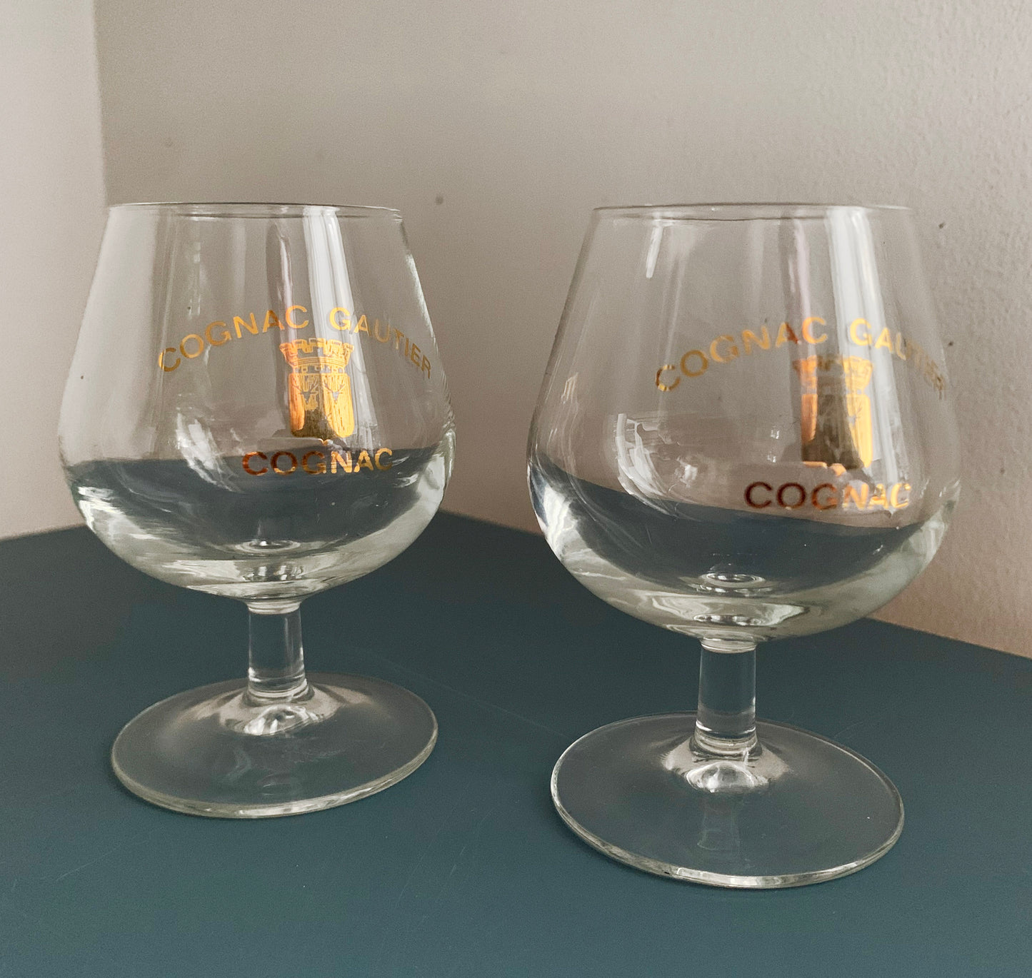 2 x Cognac Gaultier / Brandy Small Stemmed Glasses